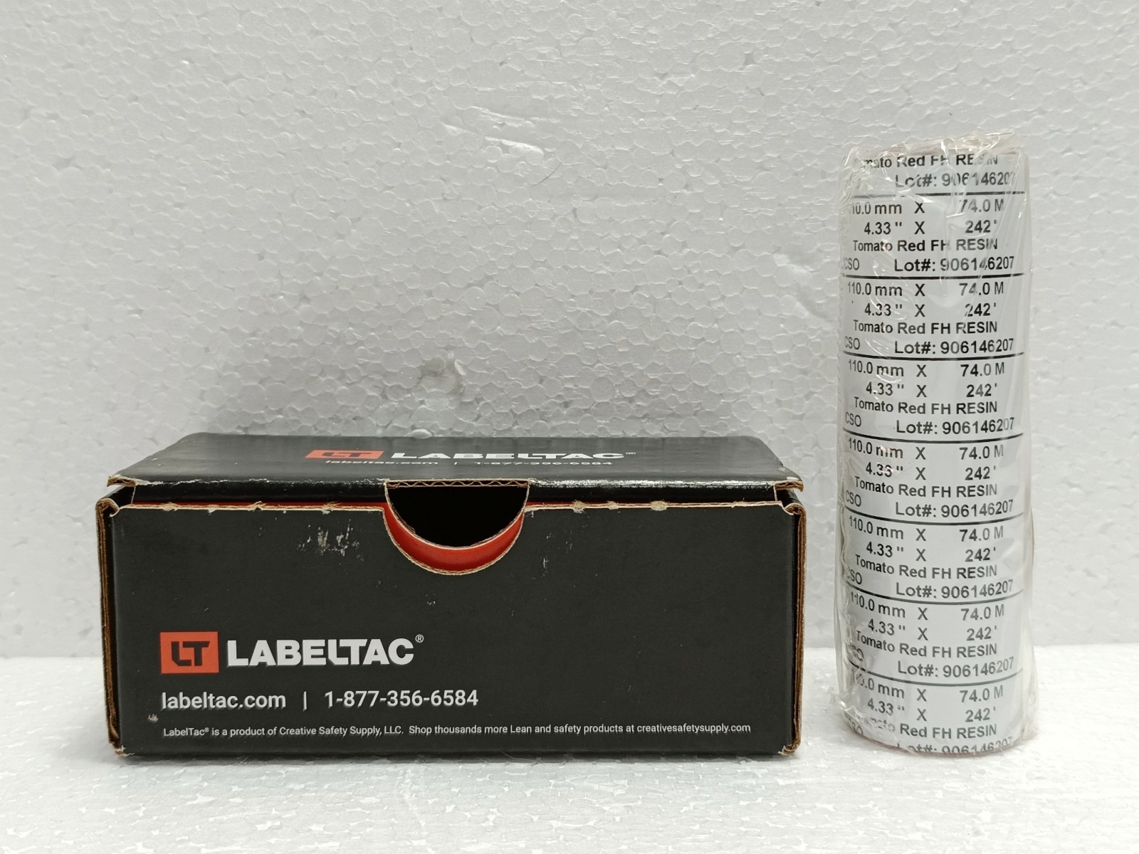 LabelTac L4R04 Print Ribbon 4.33" x 299' Red | Industrial Vinyl Printer Ribbon