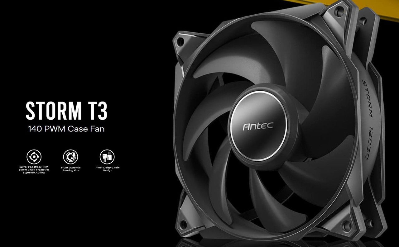 Antec Storm 140mm T3 PWM FDB Fan High Airflow 112 CFM Air Pressure 2.7 Noise