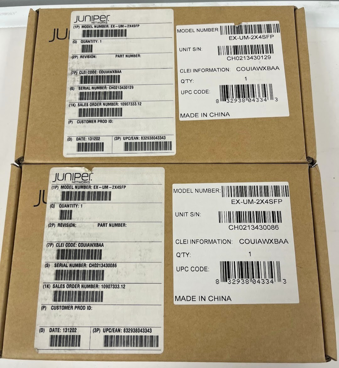 Lot of 2 Juniper EX-UM-2X4SFP 2-Port 10GbE / 4-Port 1GbE SFP+ Module NEW