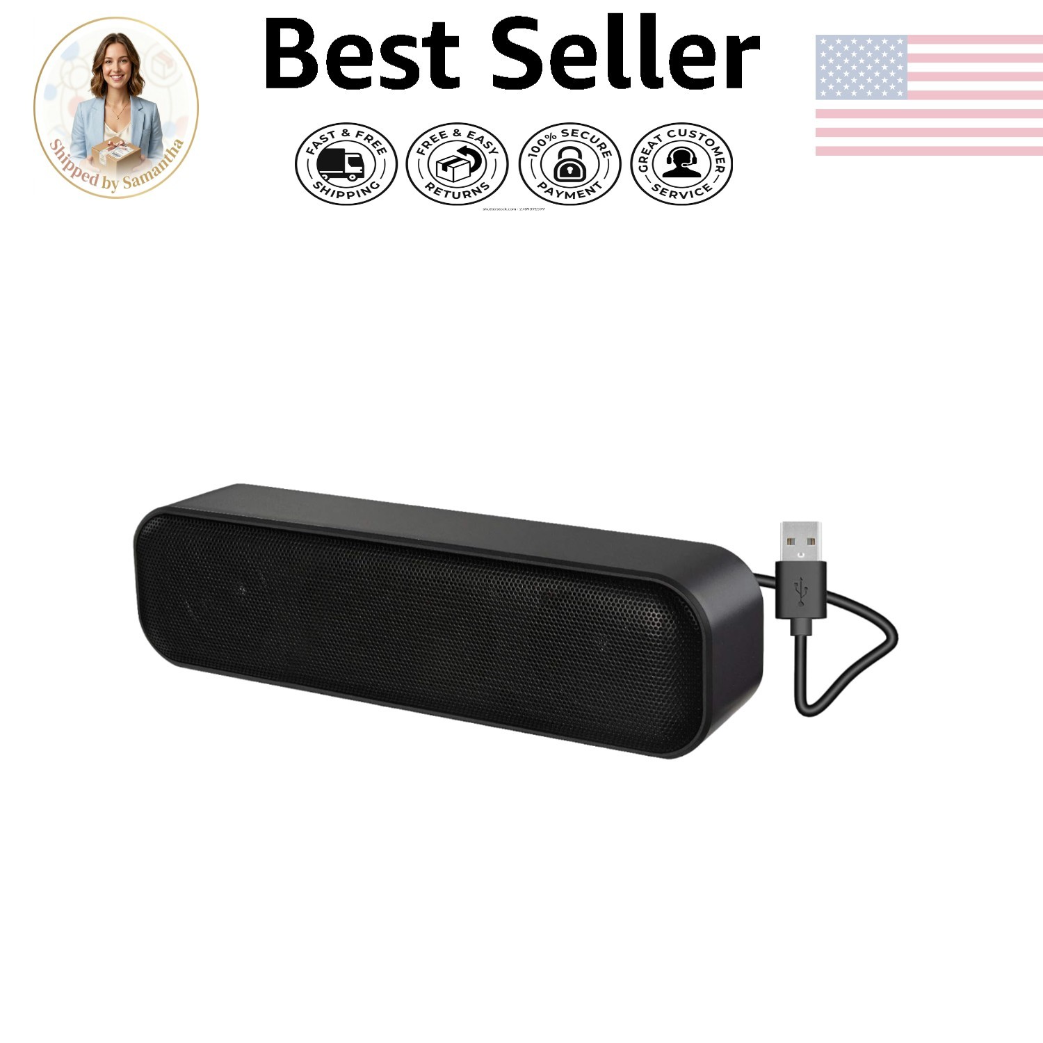 Effortless Plug-and-Play USB Audio Speaker with Mute Button – Portable & Stylish