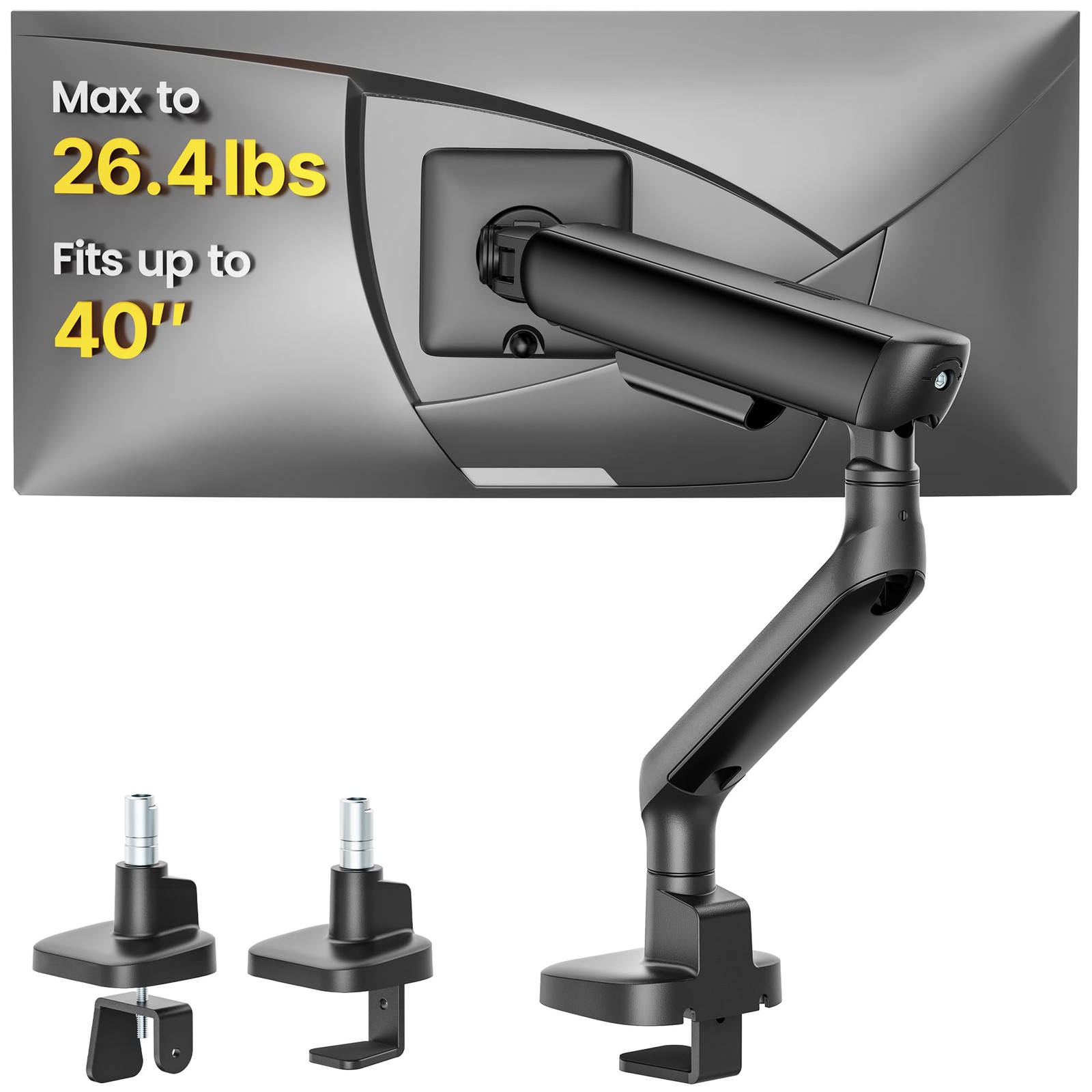 monTEK Single Monitor Arm, Mechanical Spring Arm for 17-40" Ultrawide Screens
