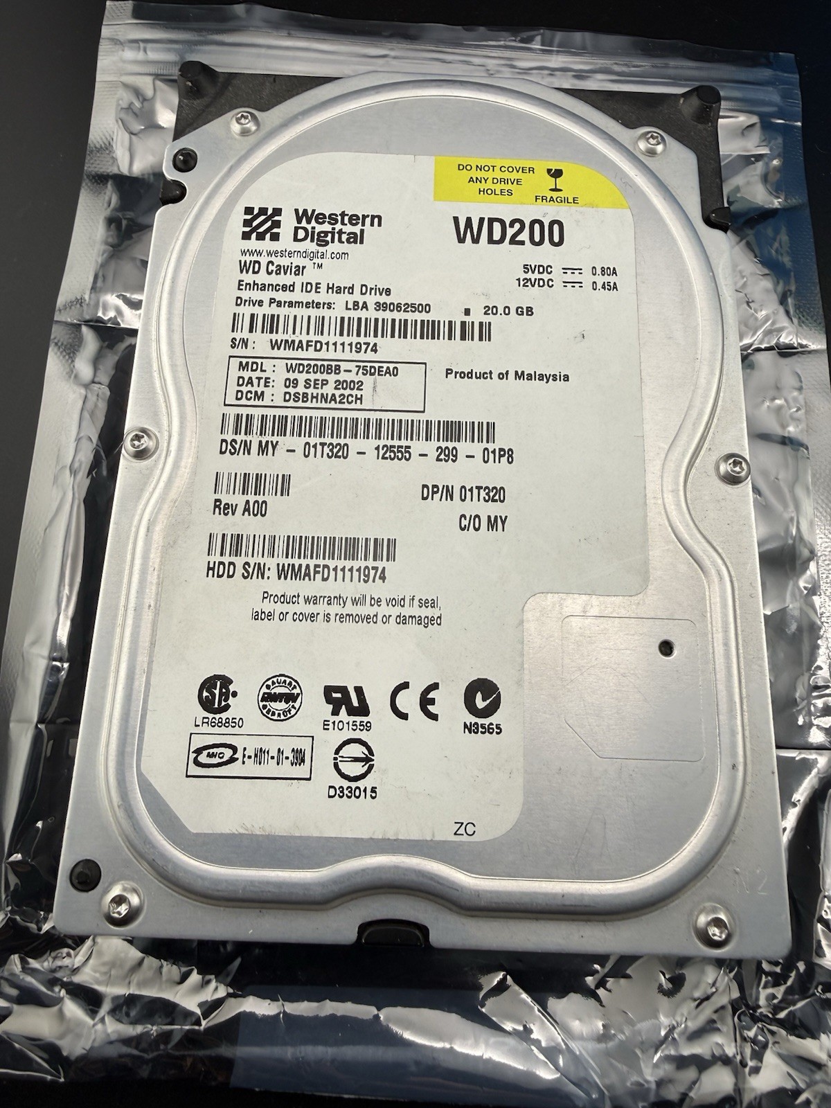 Western Digital WD200BB-75DEA0 Hard Disk Drive TESTED GOOD