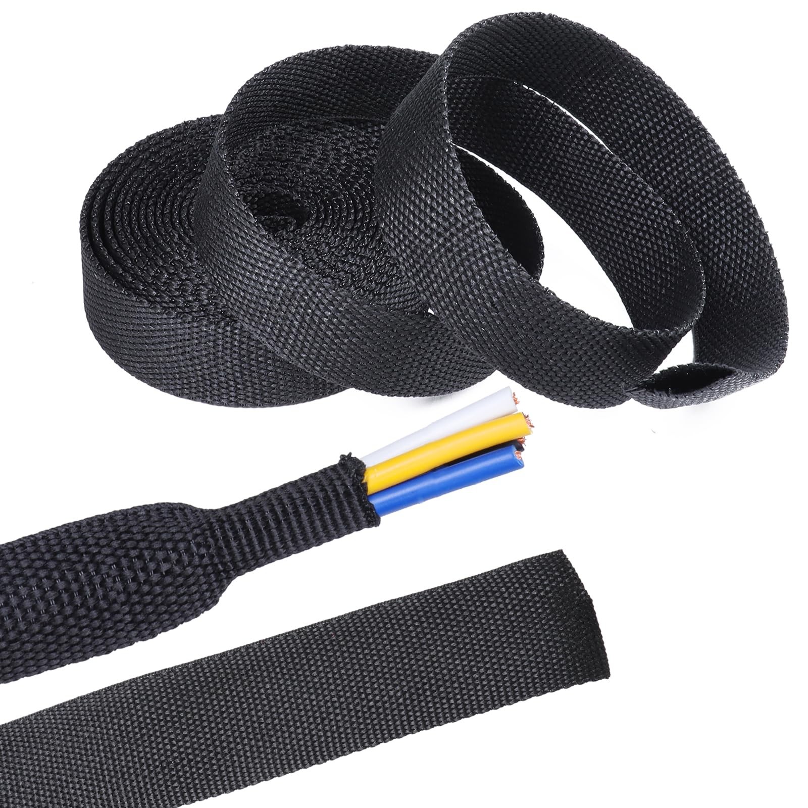 2 in 1 Heat Shrink Braided Sleeving Fabric Tubing 1/2"-40FT
