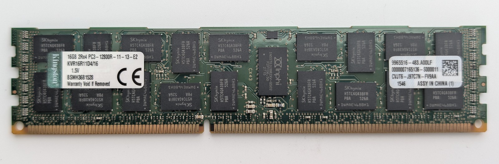 Kingston 16GB DDR3-1600 PC3-12800 2Rx4 ECC RDIMM Server Memory RAM KVR16R11D4/16