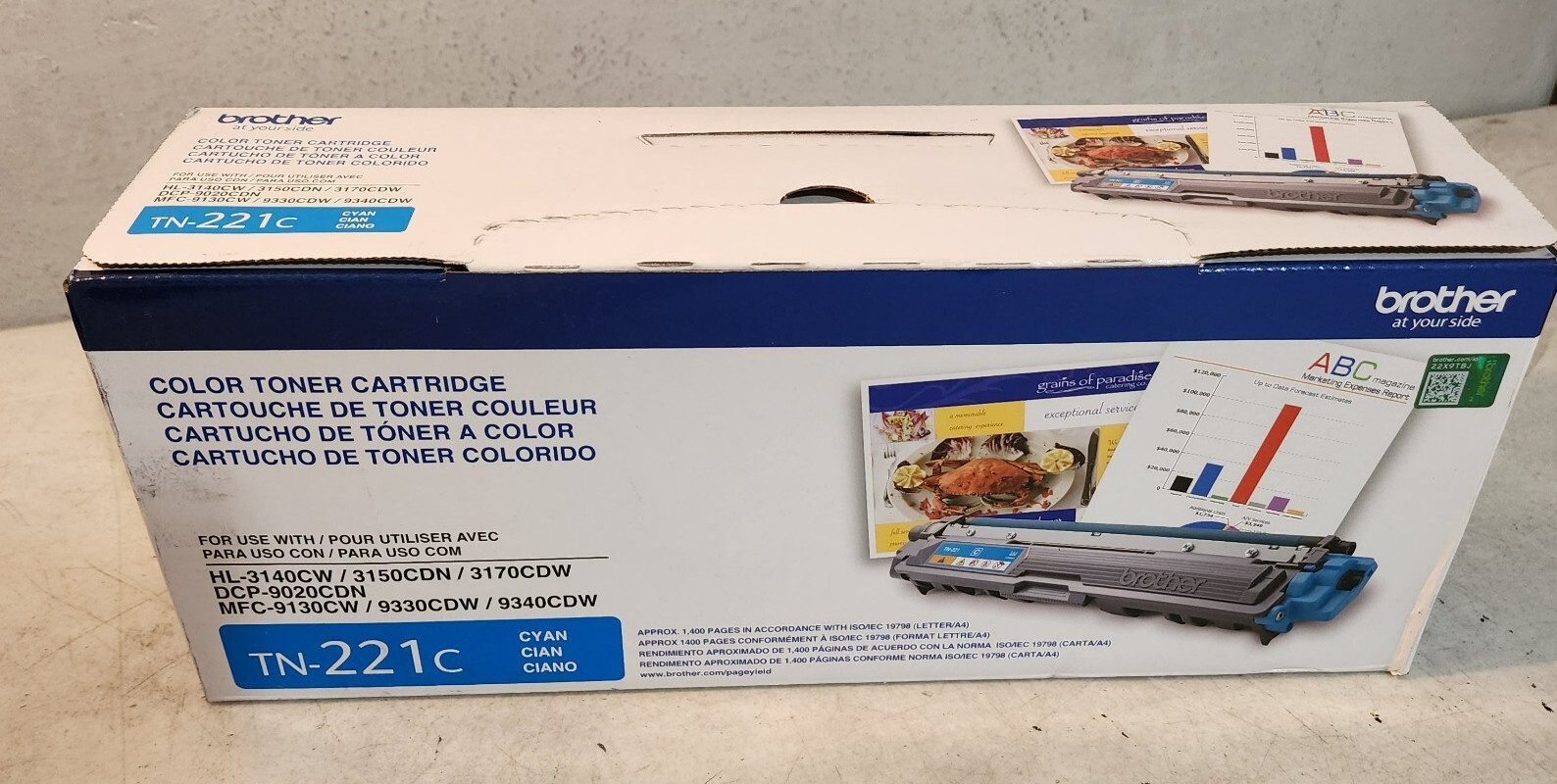 Brother TN-221C Cyan Toner Cartridge Genuine New OEM Sealed Box 