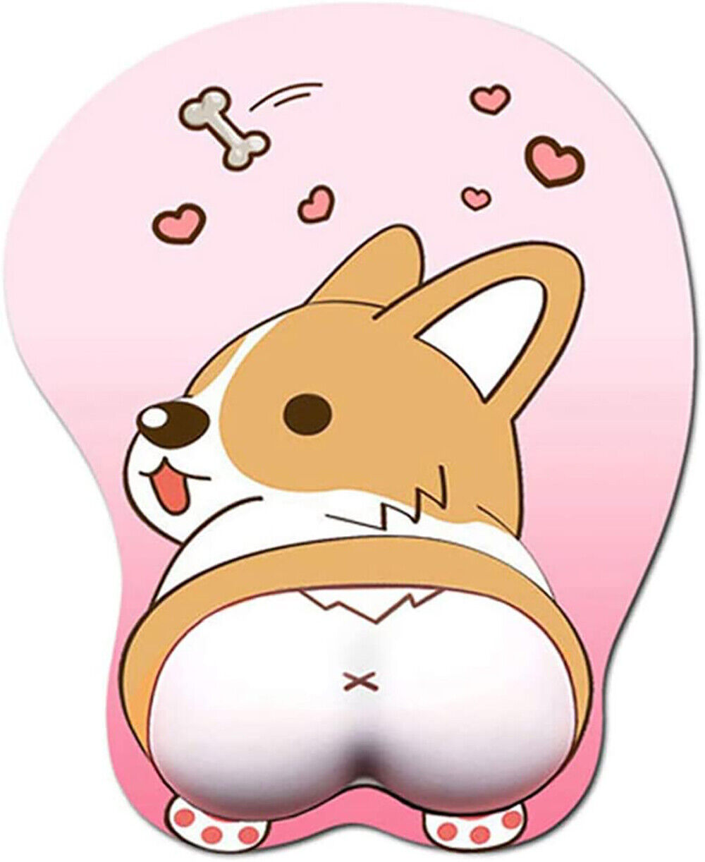 Anime Corgi dog butt 3D Mouse Pad with Wrist Rest Mousepad for Office PC Laptops