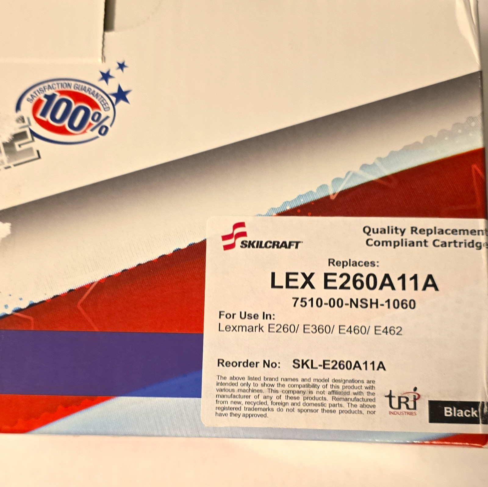 SKILCRAFT LEX E260A11A Black Laser Toner for Lexmark E260