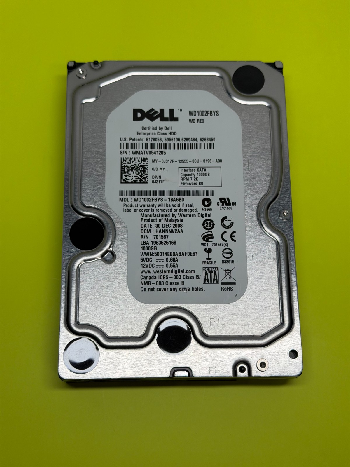 Western Digital 1TB Internal 7.2k 3.5" WD1002FBYS SATA 0J317F/J317F