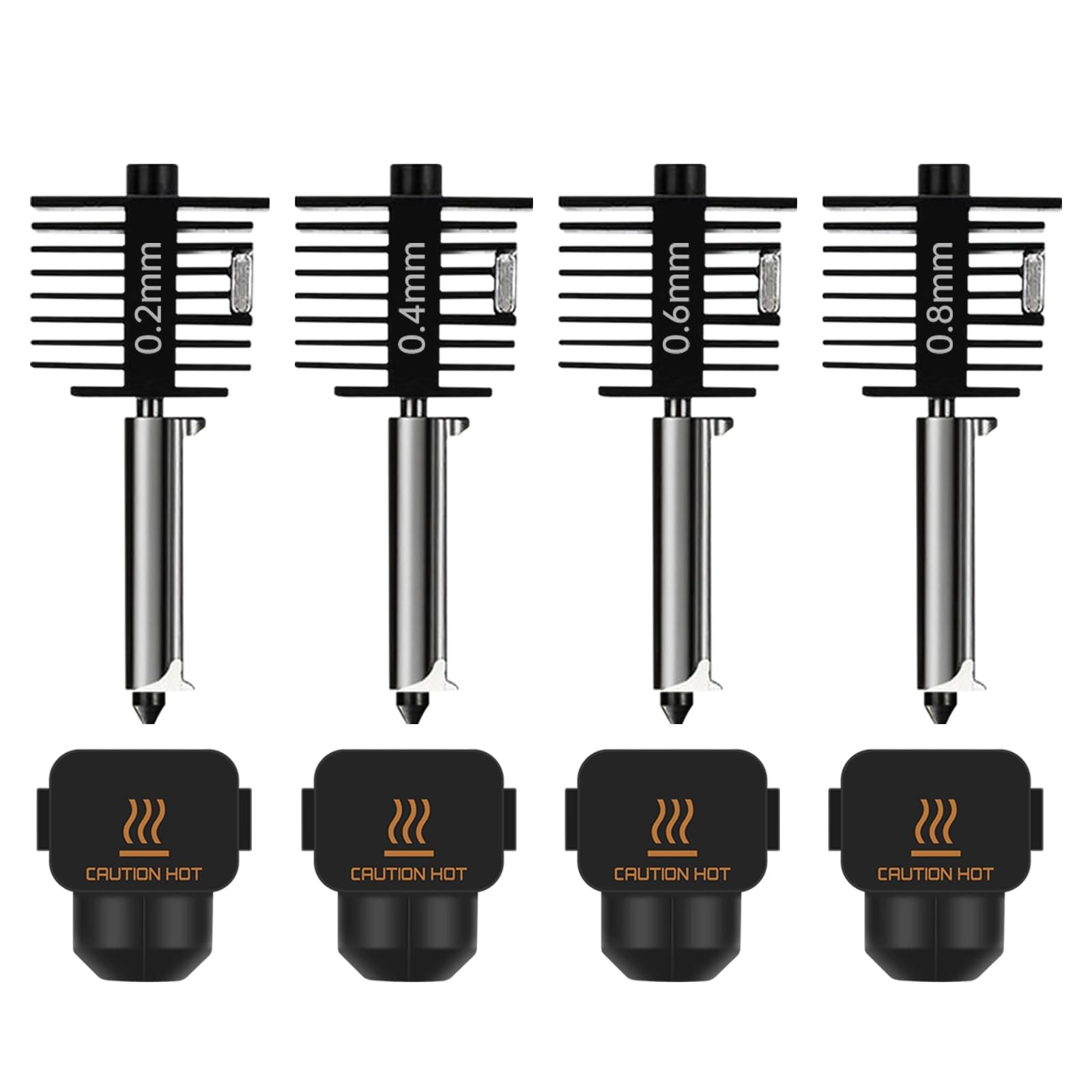 4-Pack Bamboo A1 mini/A1/A2L Hotend Kit, 0.2/0.4/0.6/0.8mm Hardened Steel Nozzle