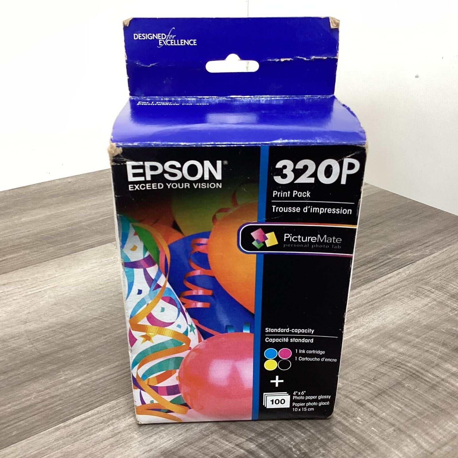 EPSON 320P PRINT PACK 1 CMYK INK CARTRIDGE 100 4x6 GLOSSY PHOTO PAPER FOR PM-400