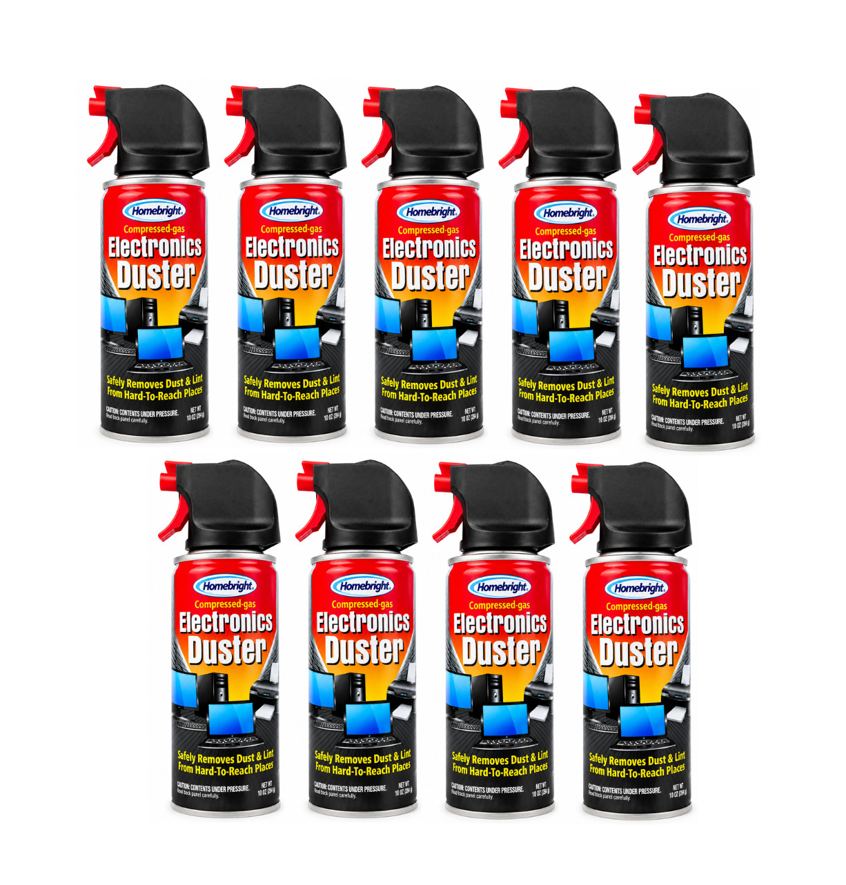 Homebright Electronics Duster 10 oz 9-Pack Compressed Gas Dust Remover