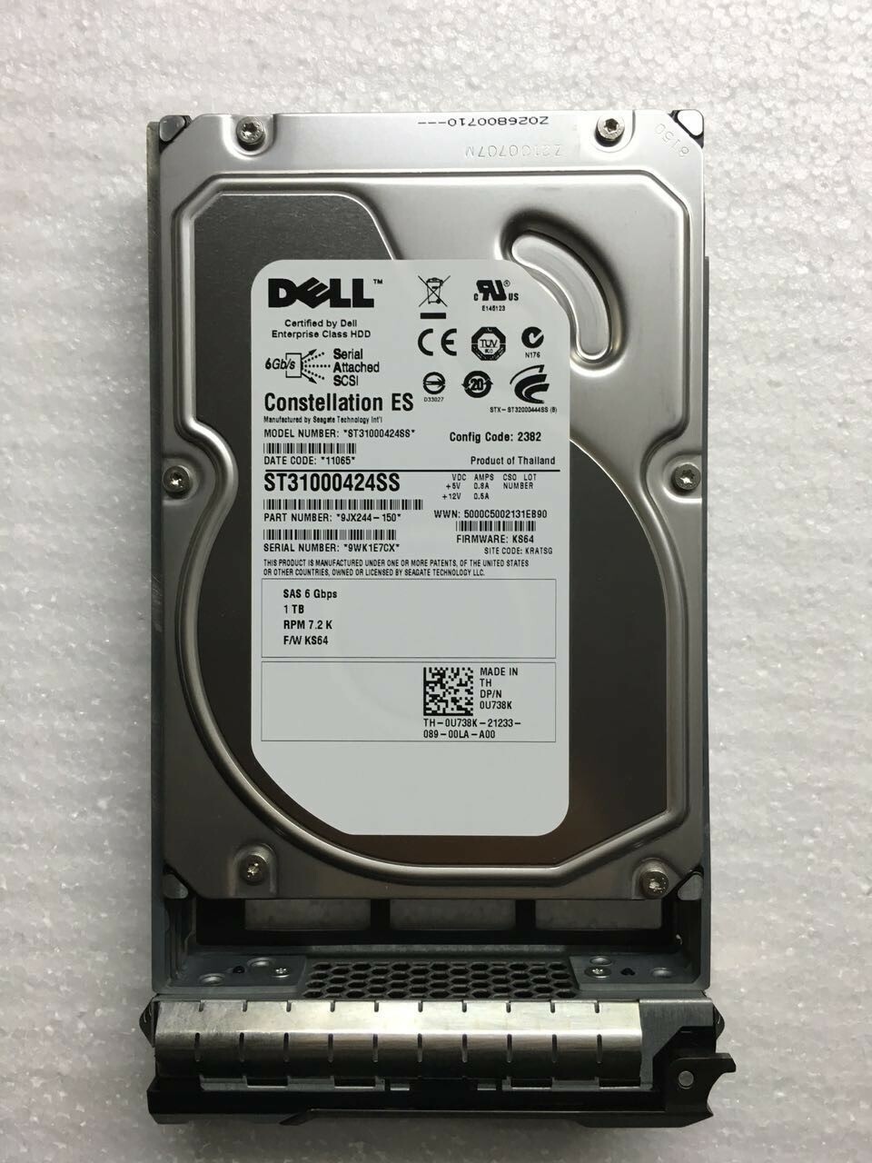 FOR DELL ST31000424SS U738K 0U738K 1TB 7200RPM 6Gbps 3.5" SAS HDD