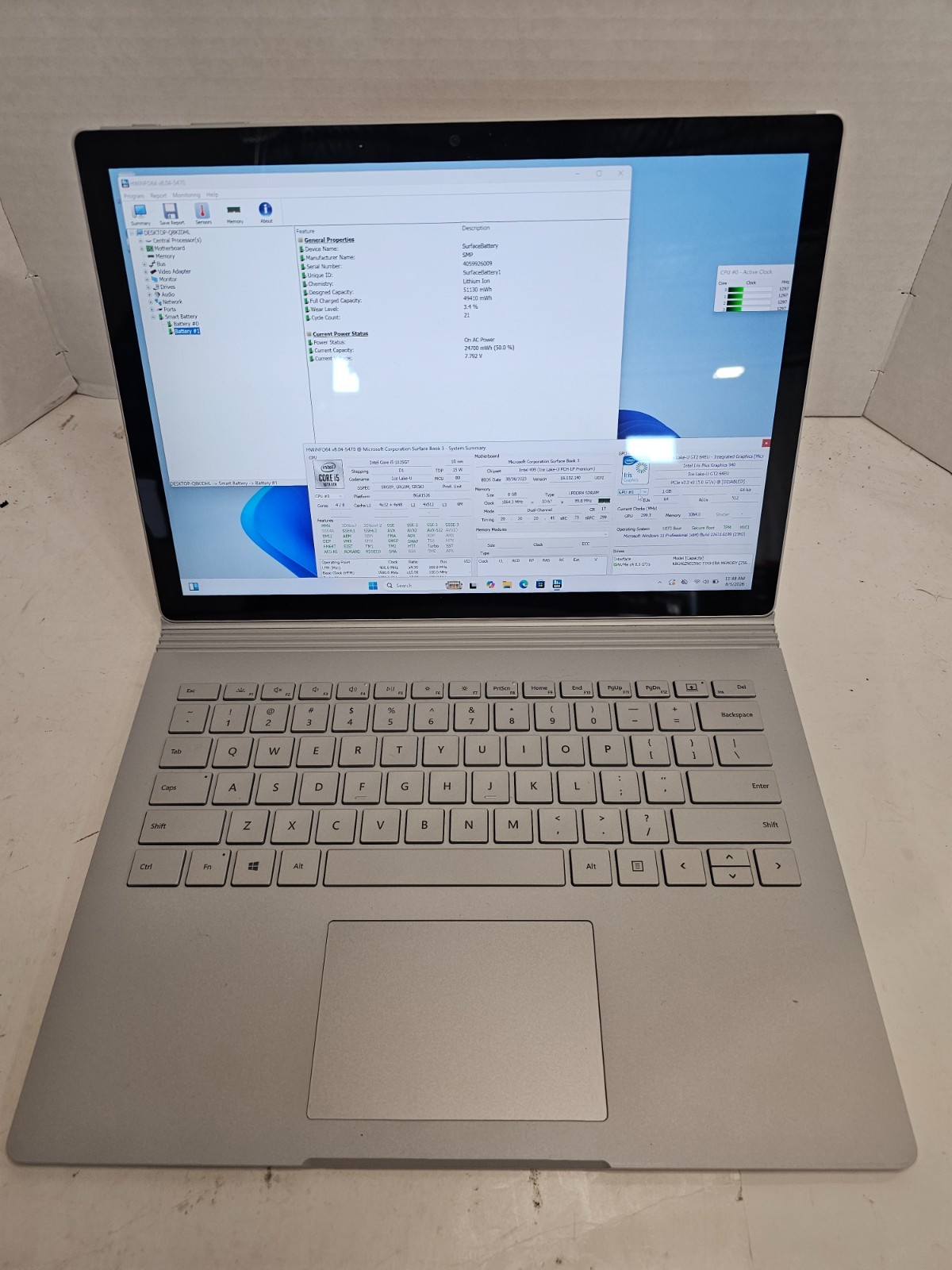 Microsoft Surface Book 3 i5-1035G7 8GB RAM 256GB SSD Win 11 NO AC #04