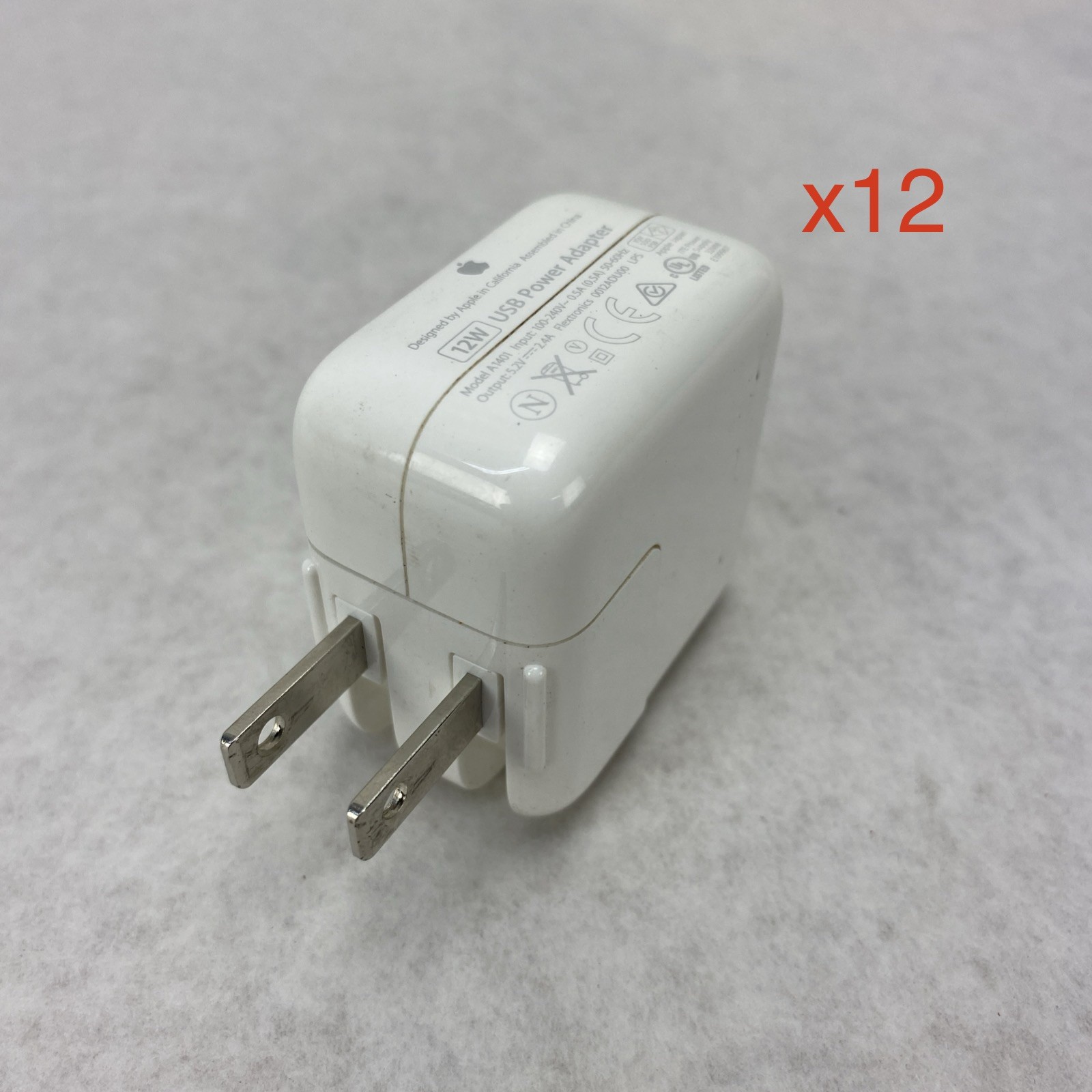 Apple A1401 12W 5.2V 2.4A Single USB Wall Charger Power Adapter - Lot of 12