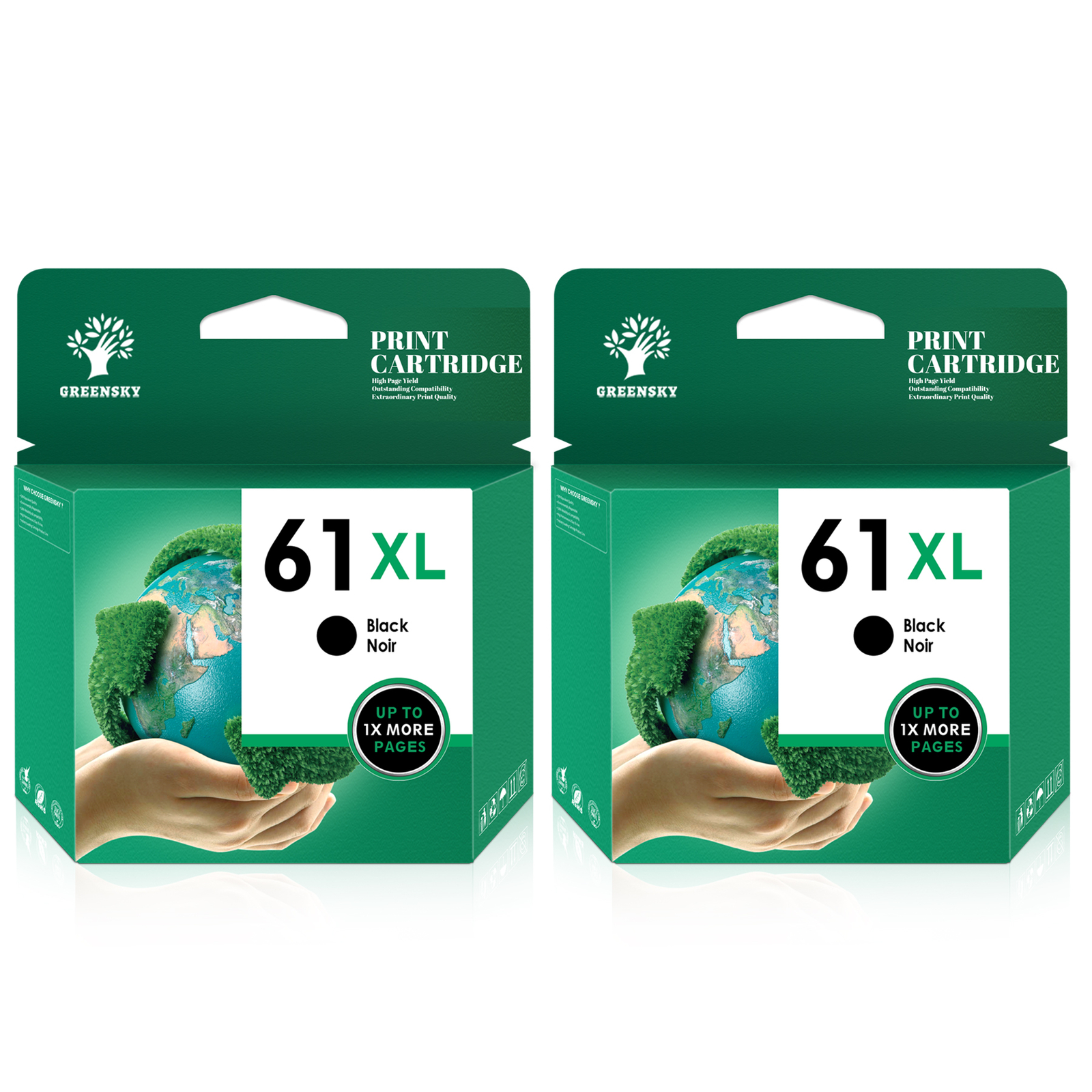 2pk #61 XL Black Ink Cartridges for HP ENVY 4500 4501 4502 4504 5530 5531 5535