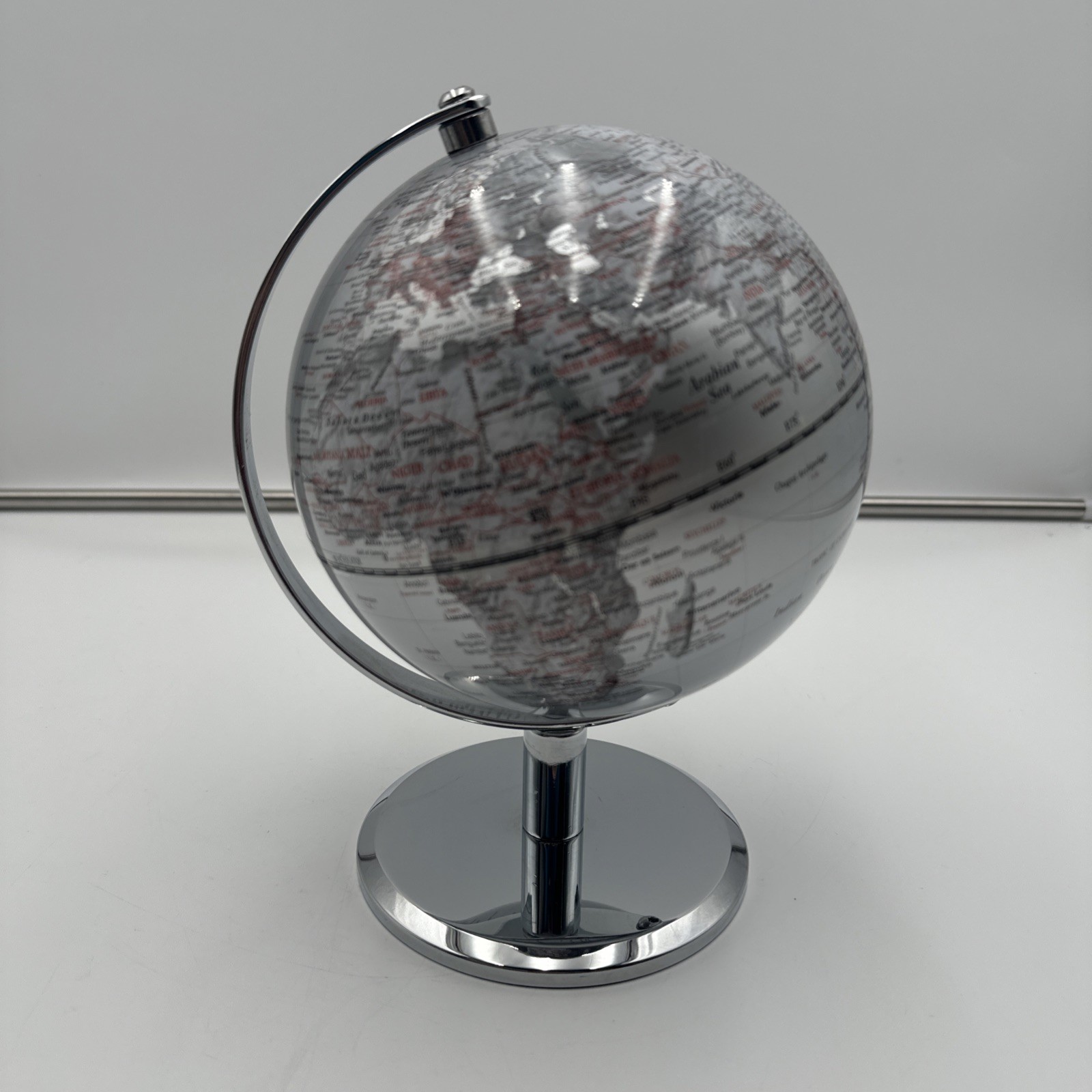 8" Desk Globe For Office Home on Metal Stand - Earth Globes For Adults Silver