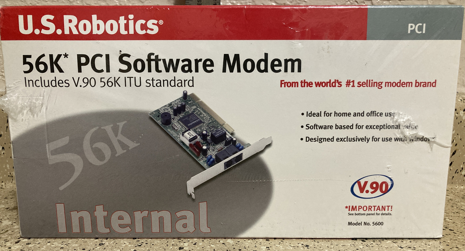 SEALED NEW  U.S. Robotics USR 5600 56K* PCI Software Modem V.90 RJ-11 CORD 