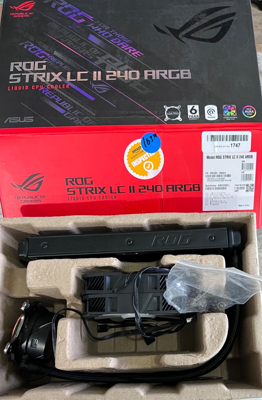 As-is Asus ROG Strix LC II 240 ARGB Cooling Fan/Radiator/Water Block ALL IN ONE