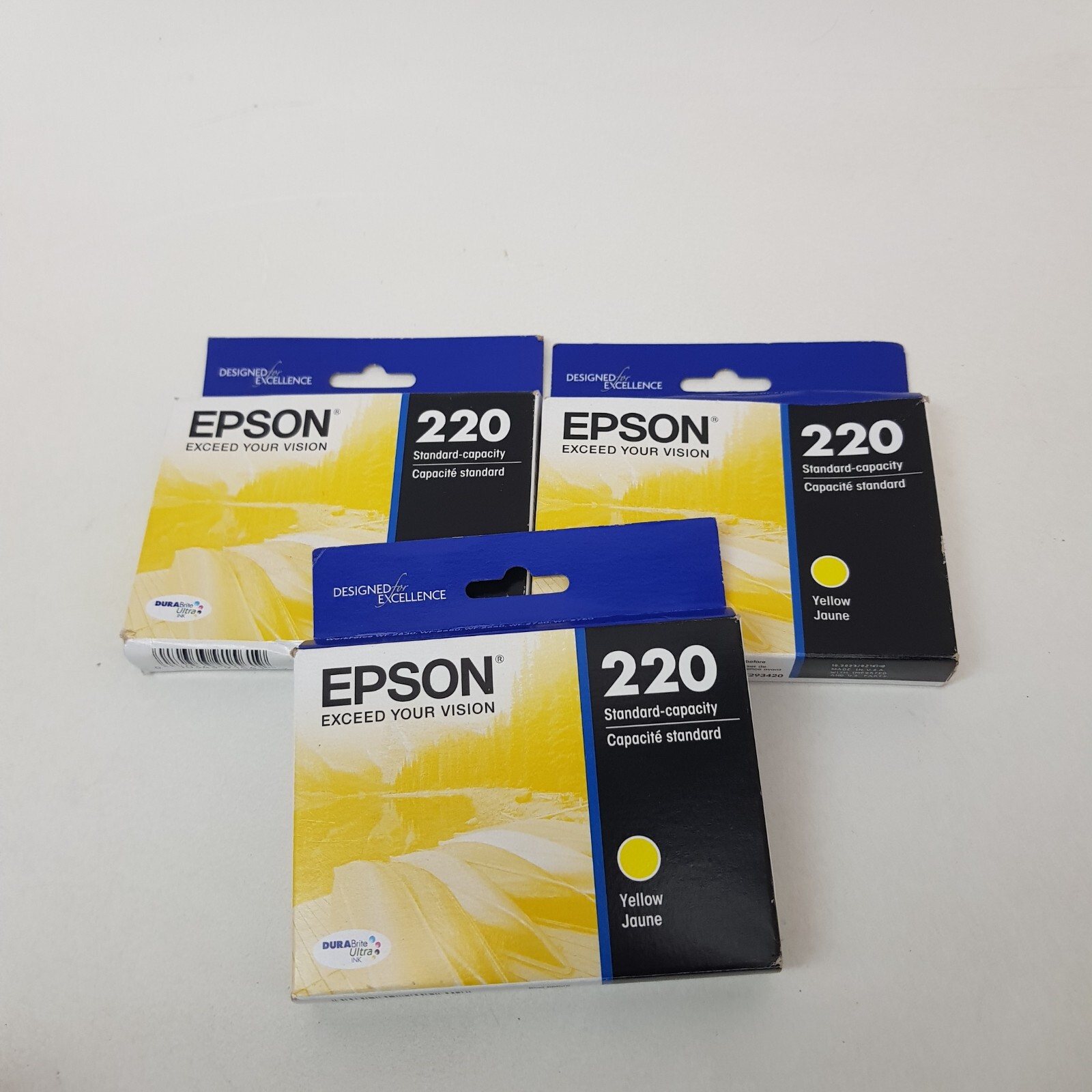 3 Pack EPSON 220 DURABrite Ultra Ink Standard Capacity Yellow Cartridge