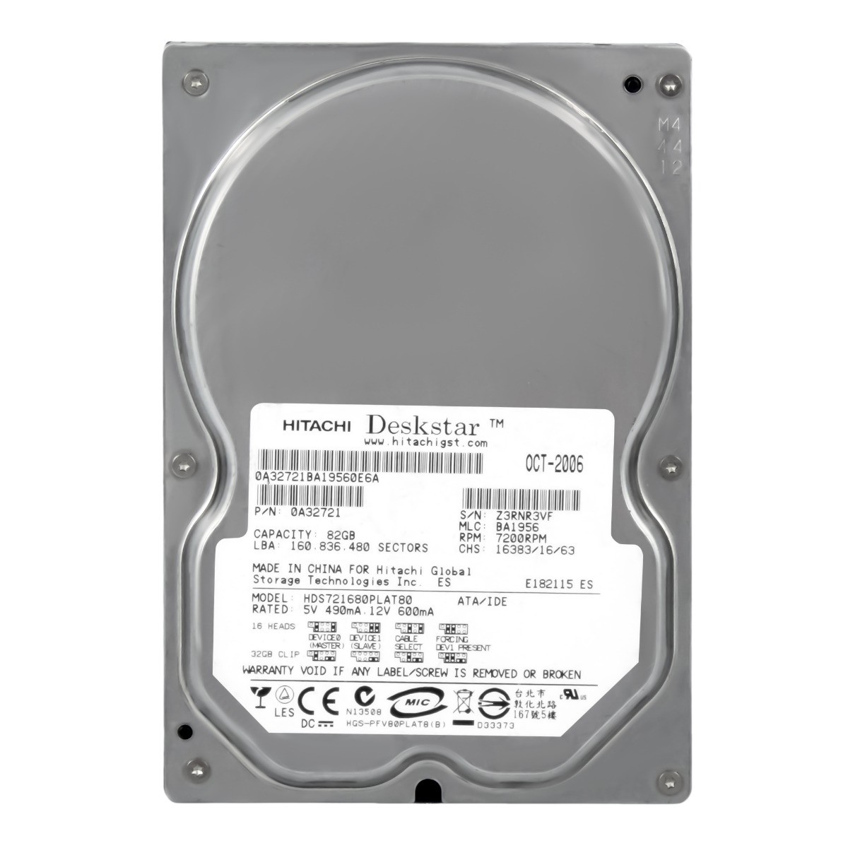 Hitachi DeskStar 7K160 80GB 7.2K 8MB ATA 3.5'' HDS721680PLAT80