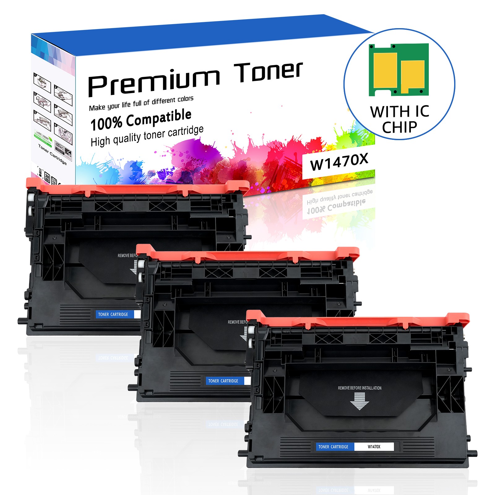 3x W1470X Toner Cartridge with Chip for 147X HP LaserJet M612dn MFP M635h M636fh