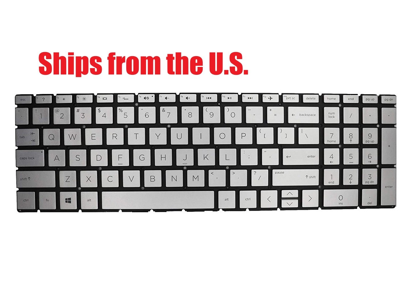 For HP 17-by4058cl 17-by4063cl US Silver Keyboard New Original Backlit