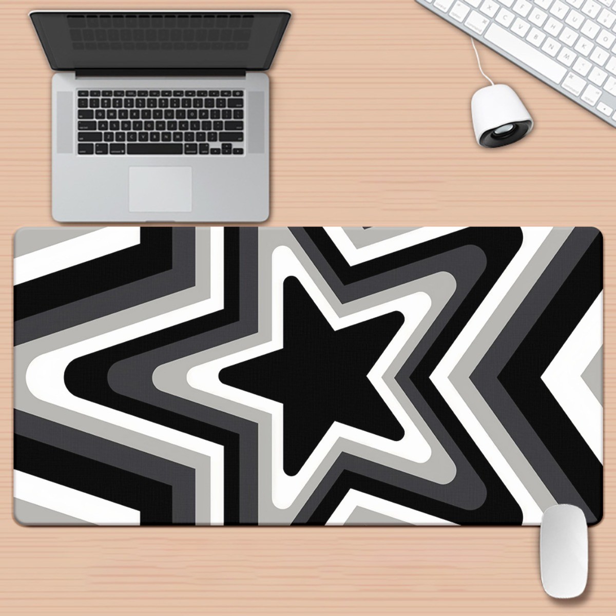 1pc Oversized XXL Gaming Table Mat - Black Gray/White/Matrix - Non-Slip Surfac