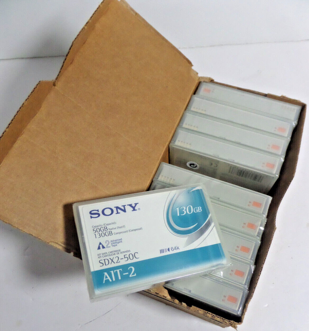 box of 10 Sony AIT-2 SDX2-50C 50/130GB tapes sealed