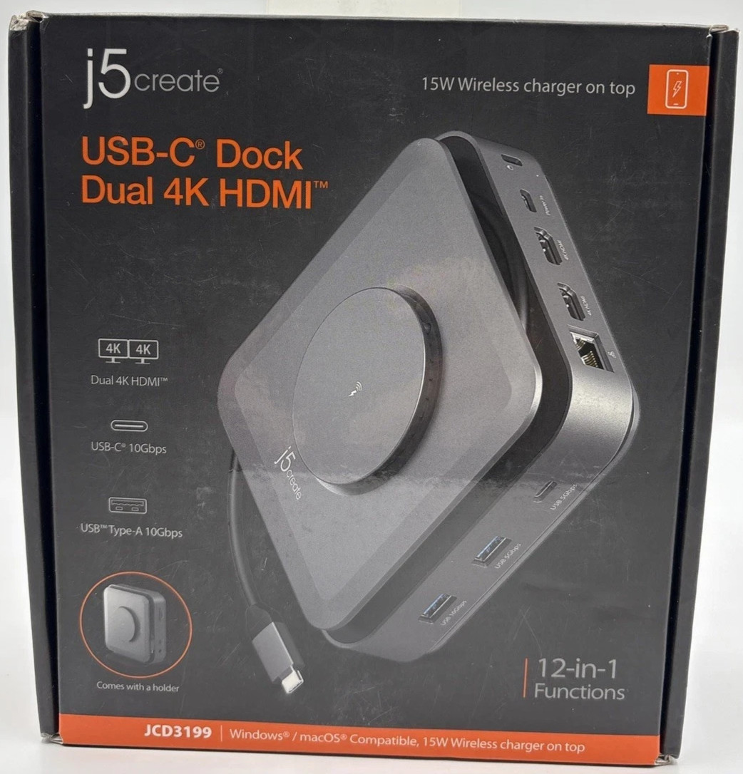 J5create JCD3199 USB-C Dual 4K HDMI Docking Station Brand New