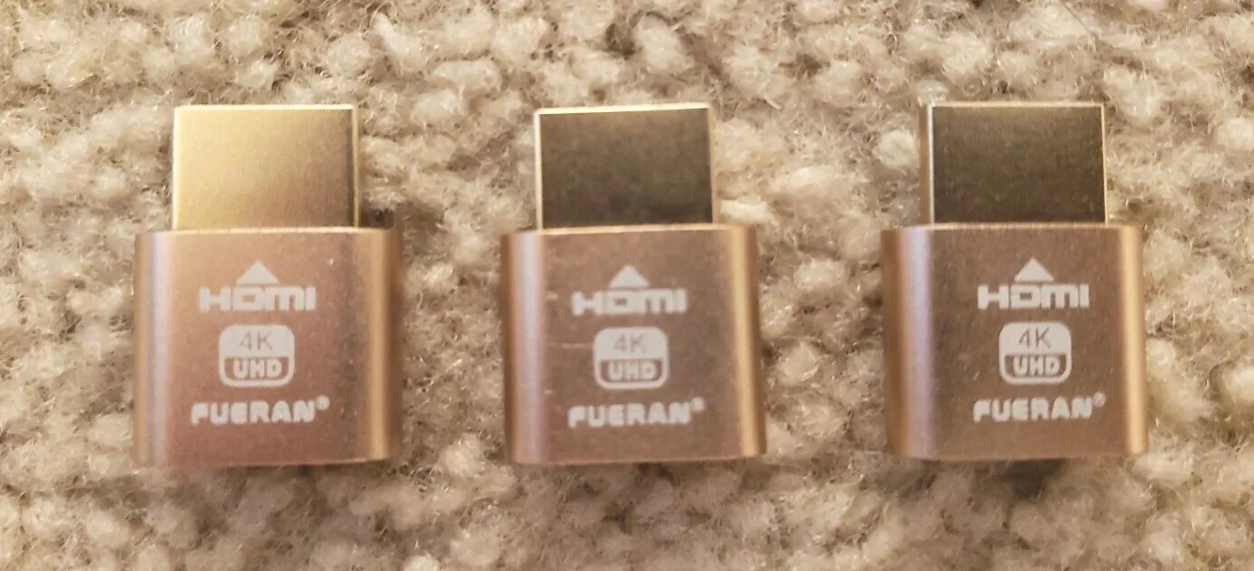 3x HDMI Dummy Plug 4K Headless Display Emulator for Windows Mac OSX Linux