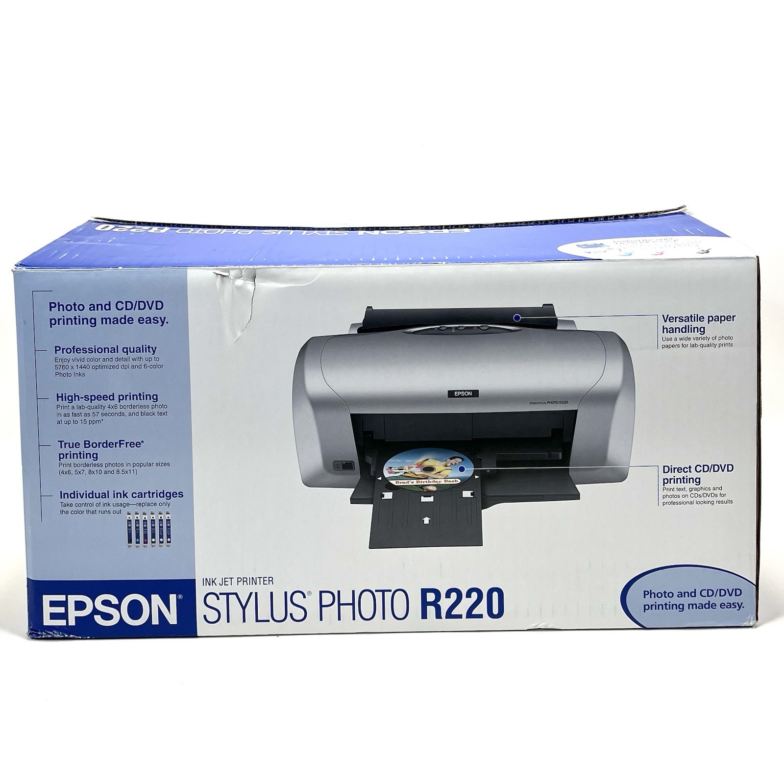 NEW Epson Stylus Photo R220 Inkjet Printer Photo and CD/DVD Printing with Ink