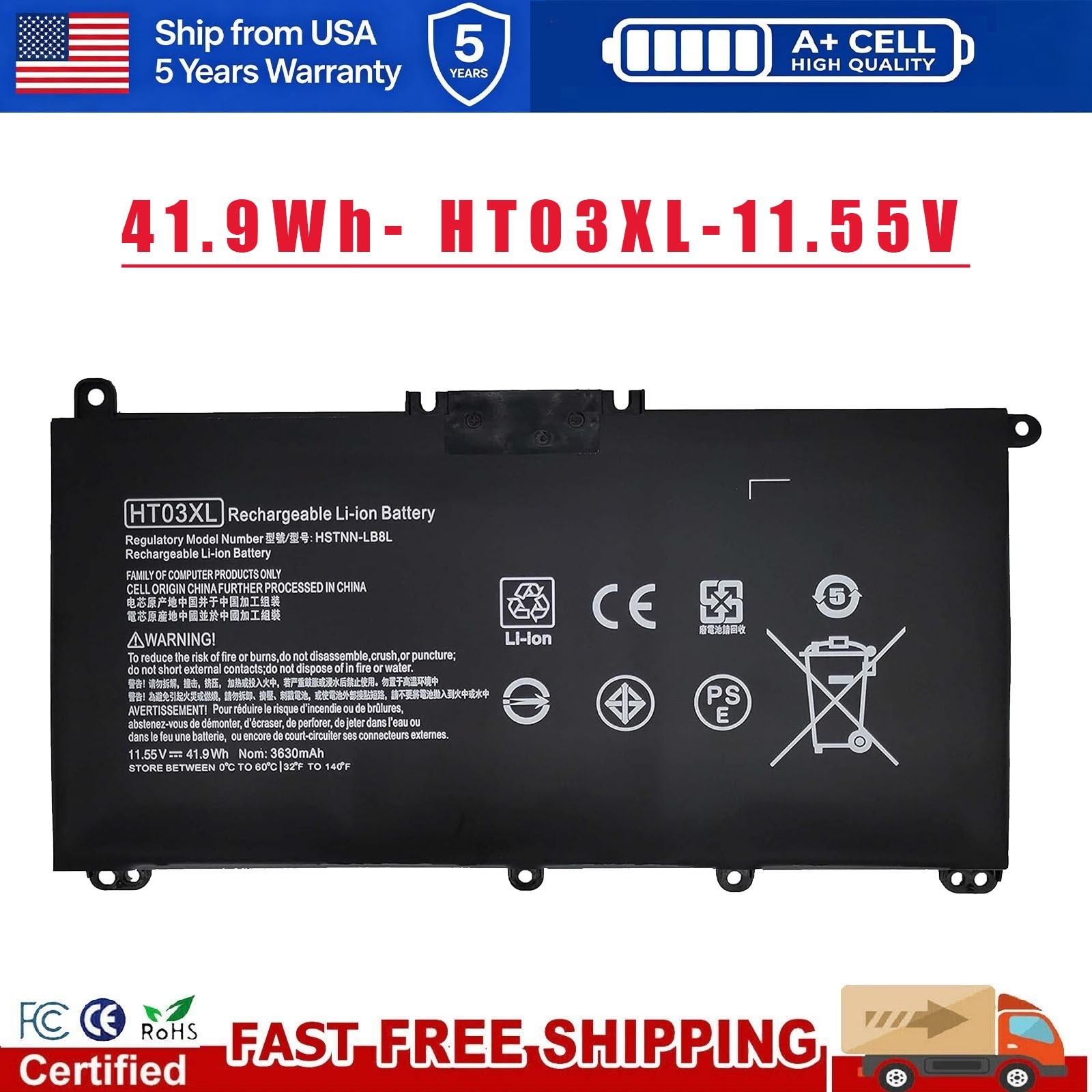 ✅ For HP HT03XL Battery L11421-2C2 L11119-855 for HP Pavilion 14-CE 14-CF 15-CS