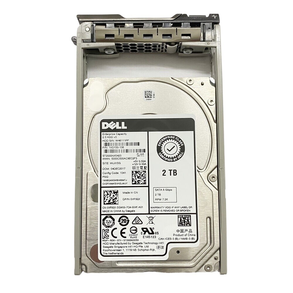 For Dell 2TB 2.5" 6Gb/s 7.2k SATA VR92X ST2000NX0423 0VR92X Laptop HDD Caddy