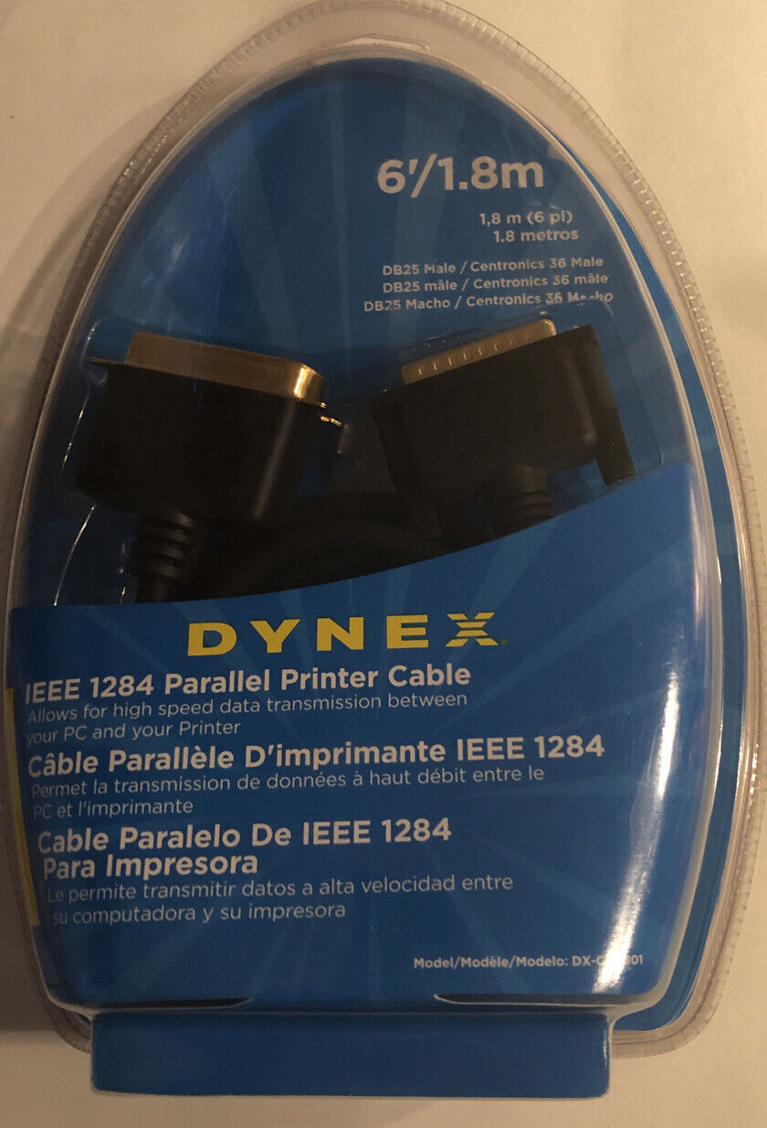 New DYNEX IEEE 1284 Parallel Printer Cable 6’/1.8m