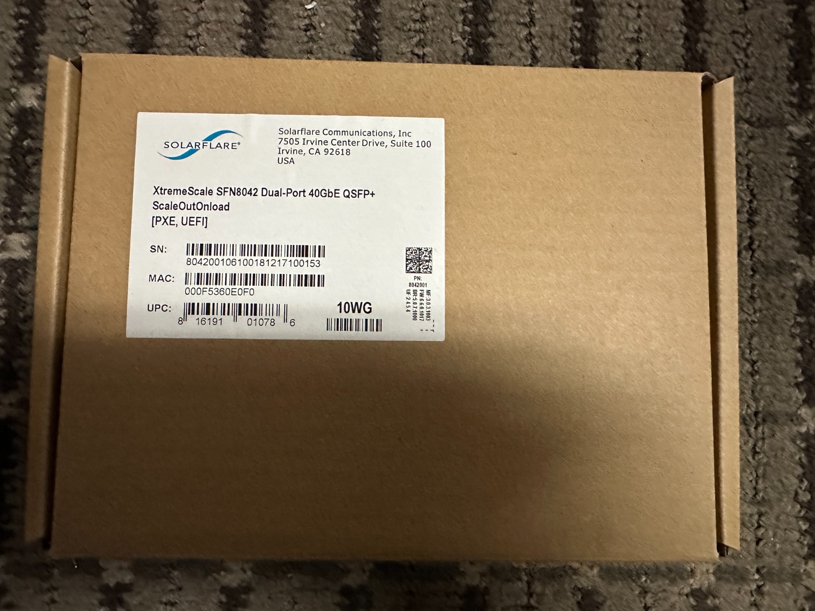 Solarflare XtremeScale SFN8042 Dual-Port 40GbE QSFP+ PCIe Server Adapter