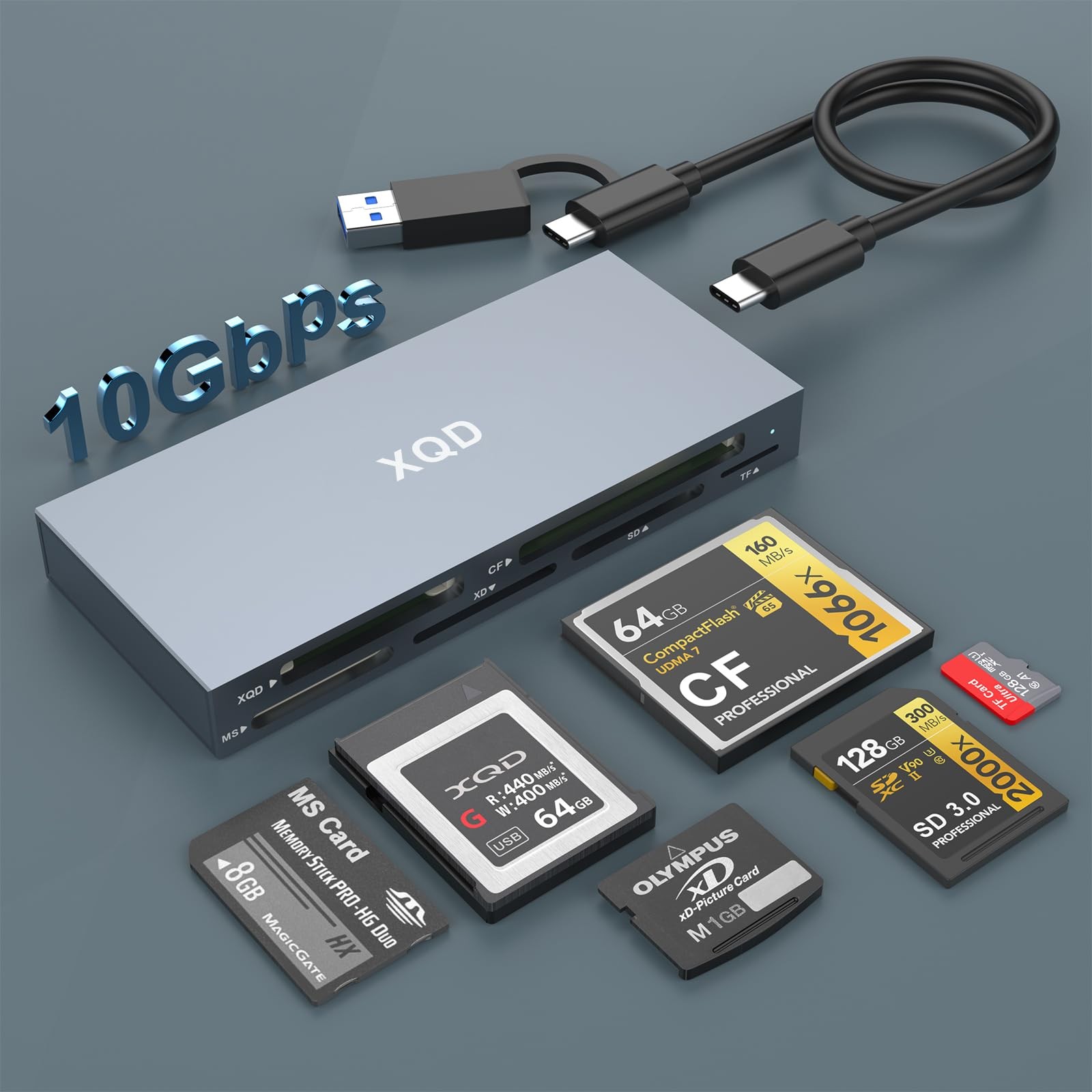 10Gbps XQD Card Reader - 8 in 1 Multi XQD Reader for Sony G/M Series, Lexar 2...