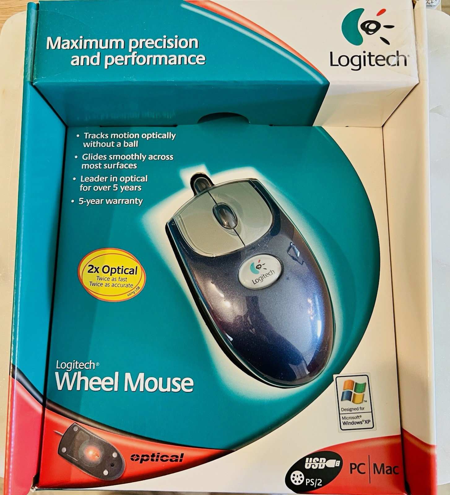 Logitech Wheel Mouse Optical (Model M-BJ58) (NIB) vintage
