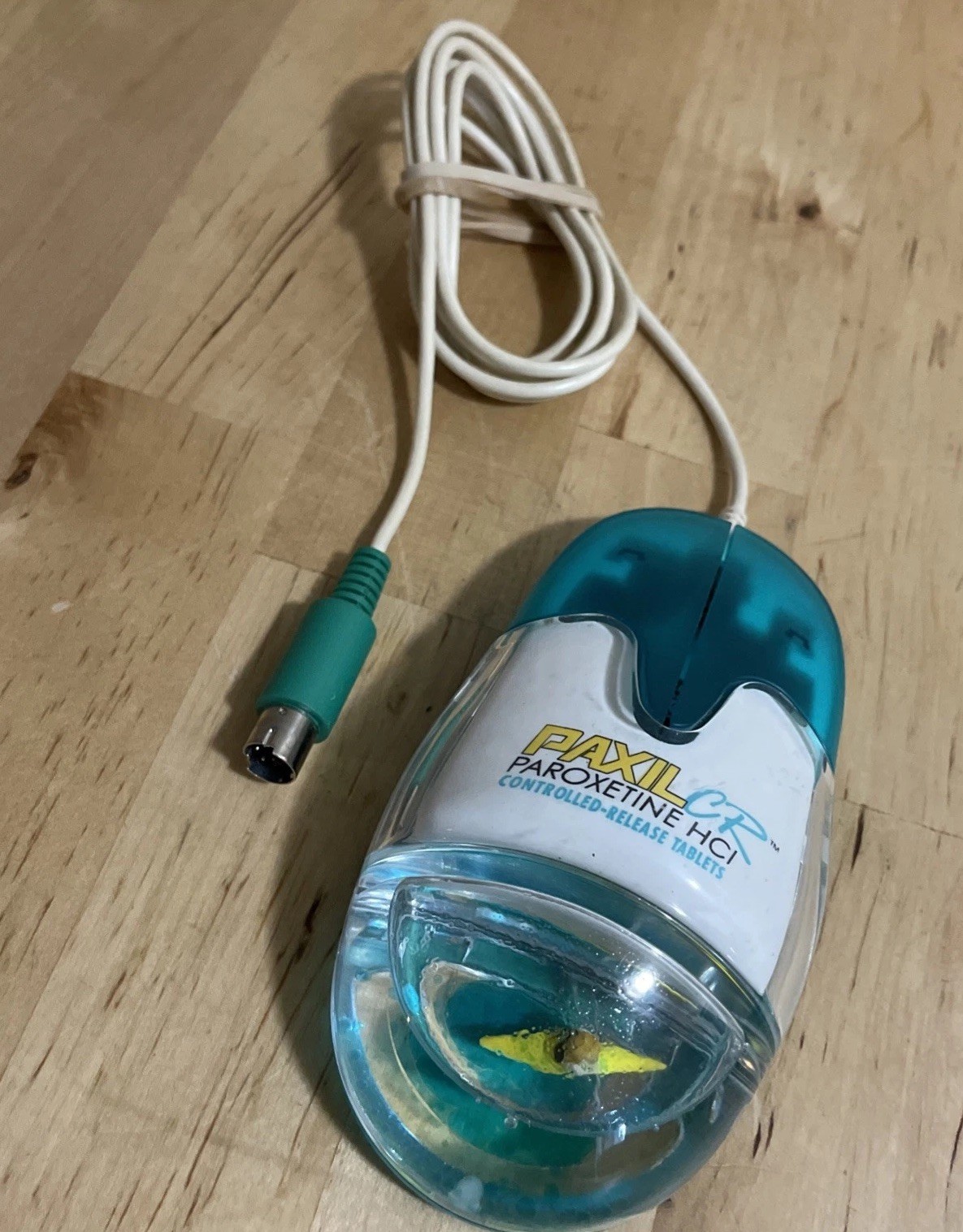 RARE MINT Vintage AQUA Mouse PaxilCR 2-Button PS/2 Mechanical BallMouse Kayak🔥