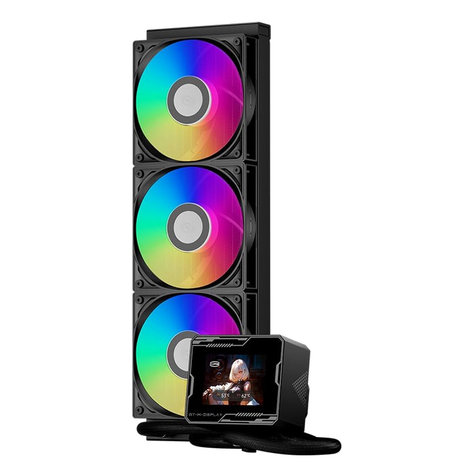 PCCOOLER GT360M 360mm AIO CPU Cooler with 2.8" IPS LCD, ARGB, 300W TDP Black