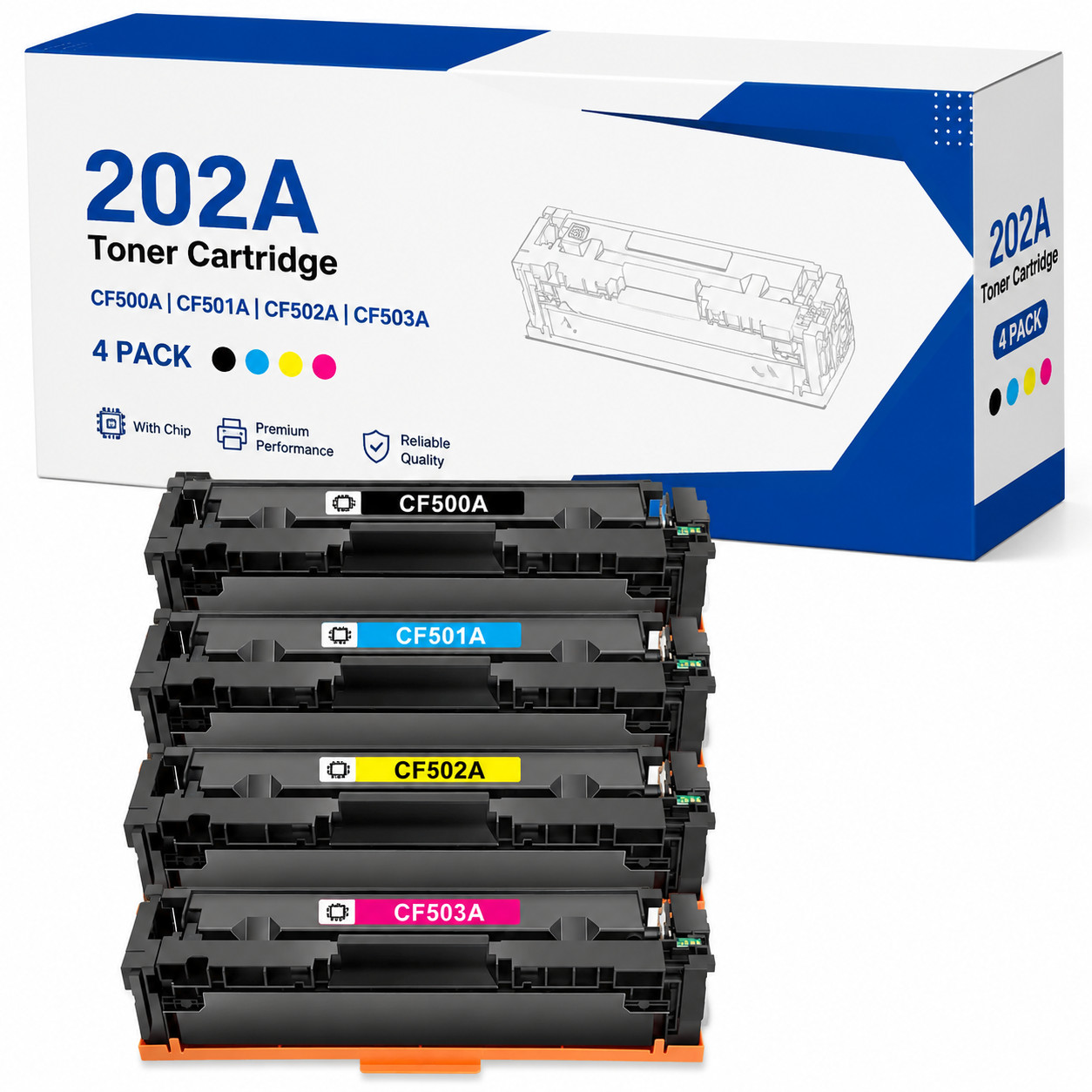 202A CF500A 4PK Toner Cartridge Set for M254dw M254nw M280nw M281fdw M281fdn
