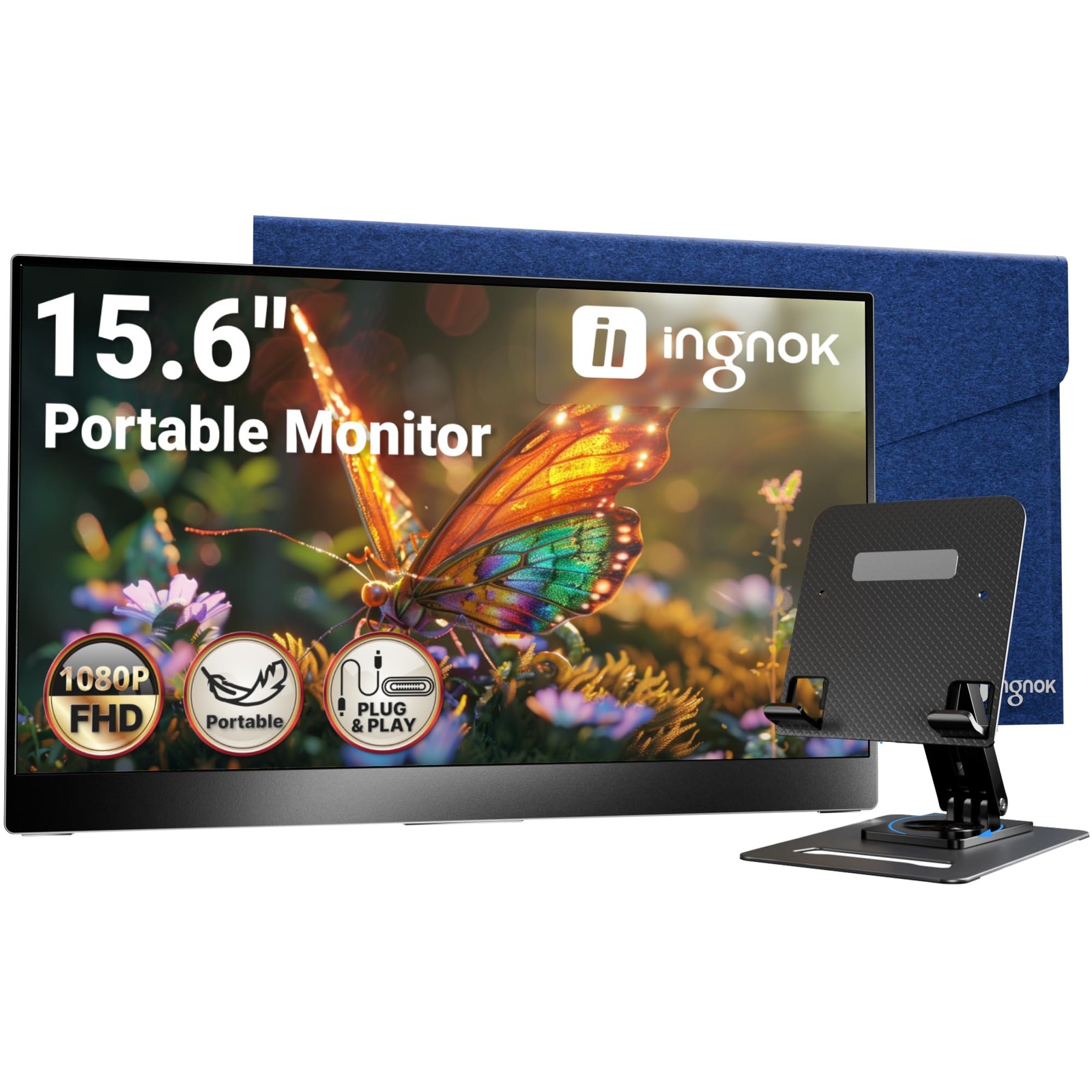 Ingnok Portable Monitor for Laptop,15.6 Inch USB C Screen Extender
