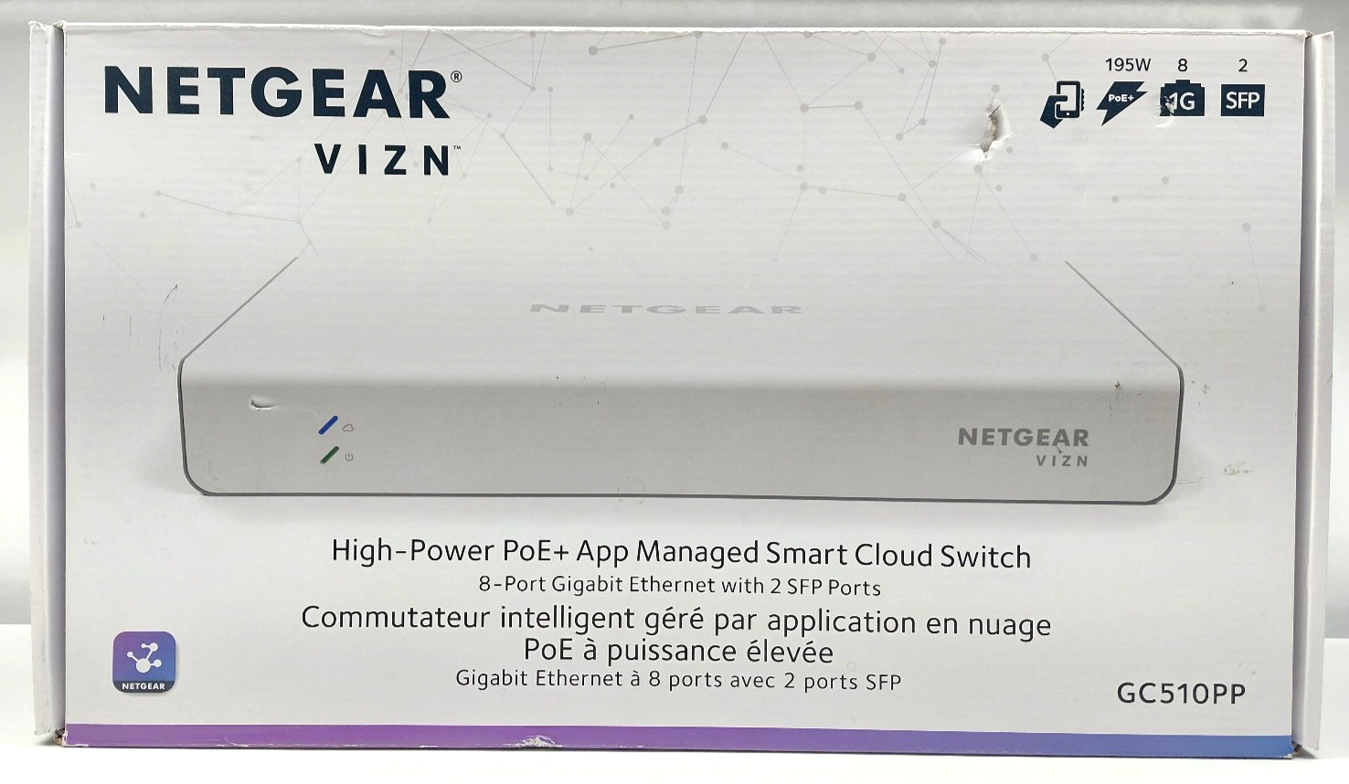 Netgear VIZN 8-Port Gigabit Ethernet w/ 2 SFP Ports High-Power PoE+ App Managed