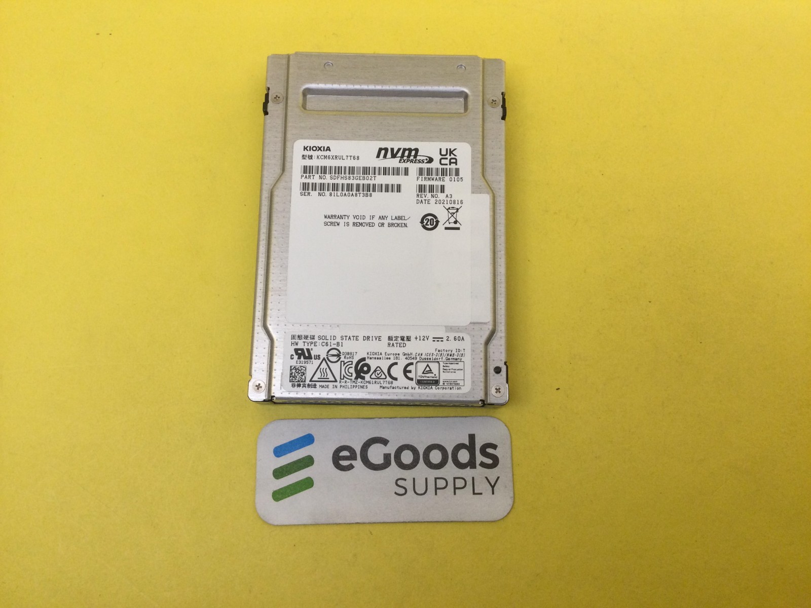 KCM6XRUL7T68 KIOXIA CM6-R 7.68TB NVMe PCIe4.0 2.5" U.3 Internal SSD