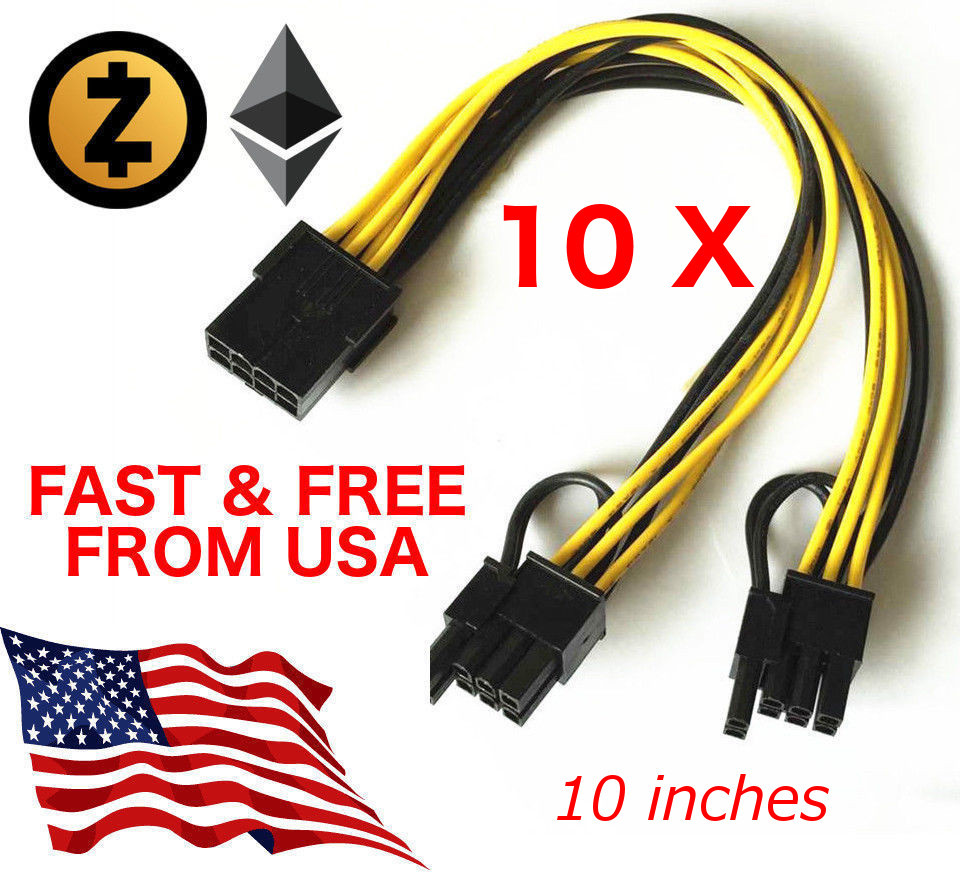 10 pack PCI-E 8 pin Female to Dual 8pin 6+2 pin Male GPU Graphics Power Cable US