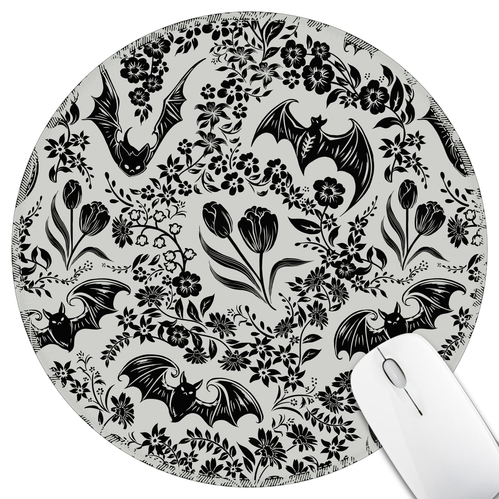 Hancynir Goth Bat Floral Mouse Pad for Desk, Gothic Small Cute Mousepad with ...