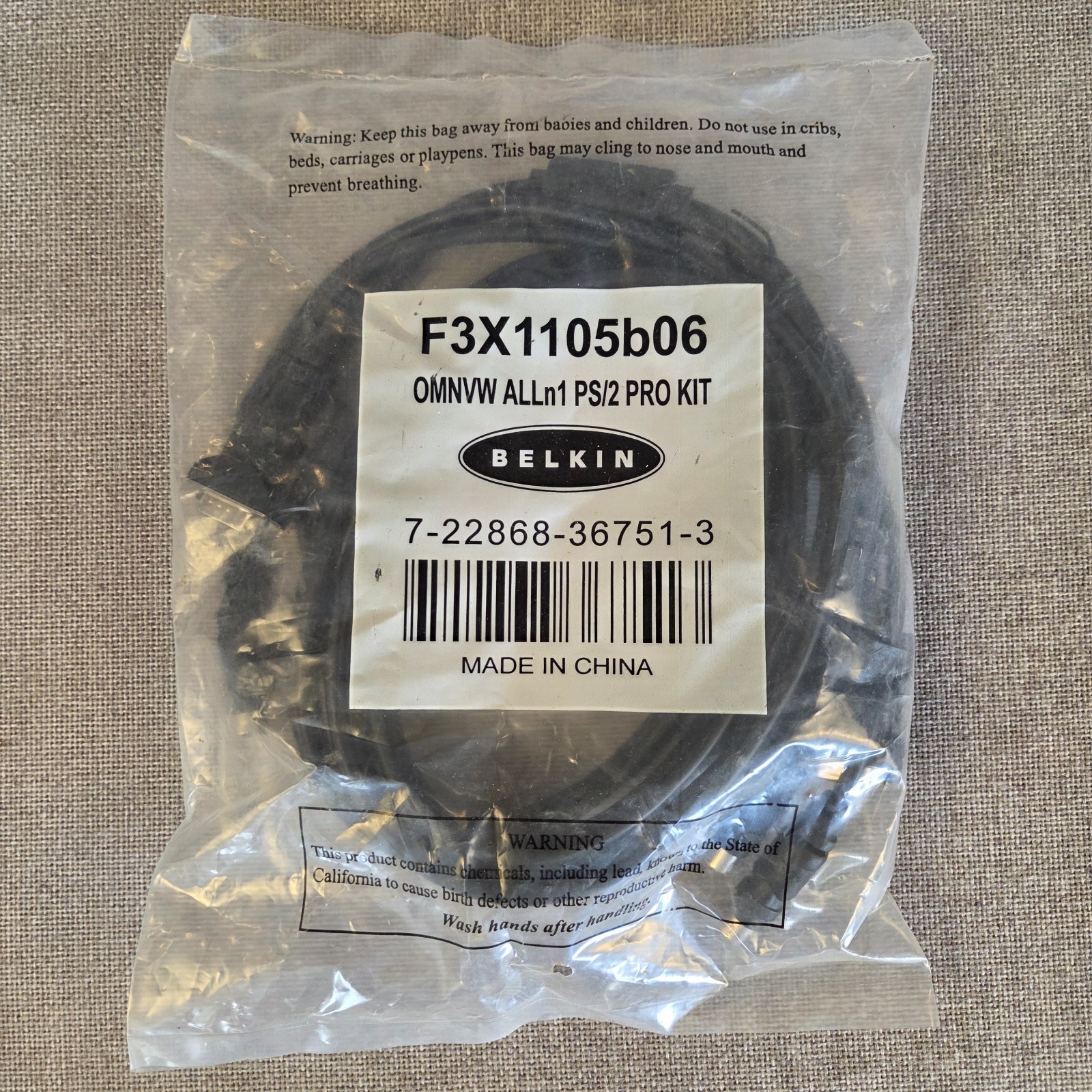(10) Belkin F3X1105B06 OmniView 6' PS/2 VGA KVM Cable Kits