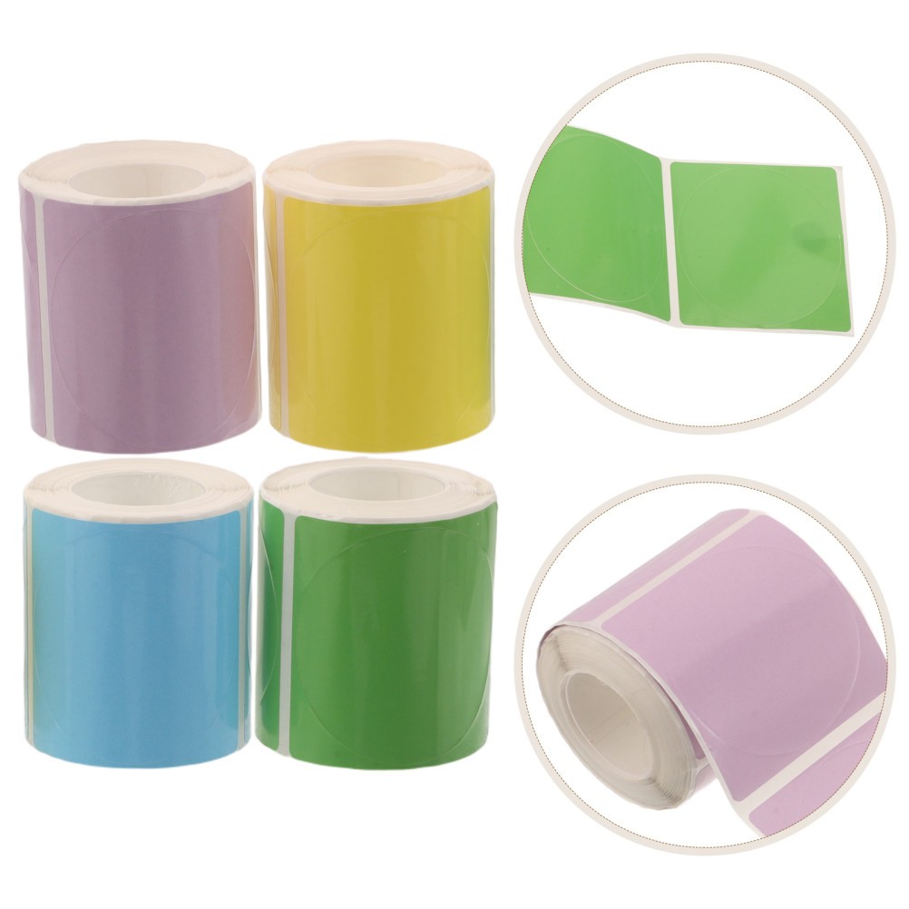 4 Rolls Round Direct Thermal Stickers, 2" Labels, 140pcs/Rolls