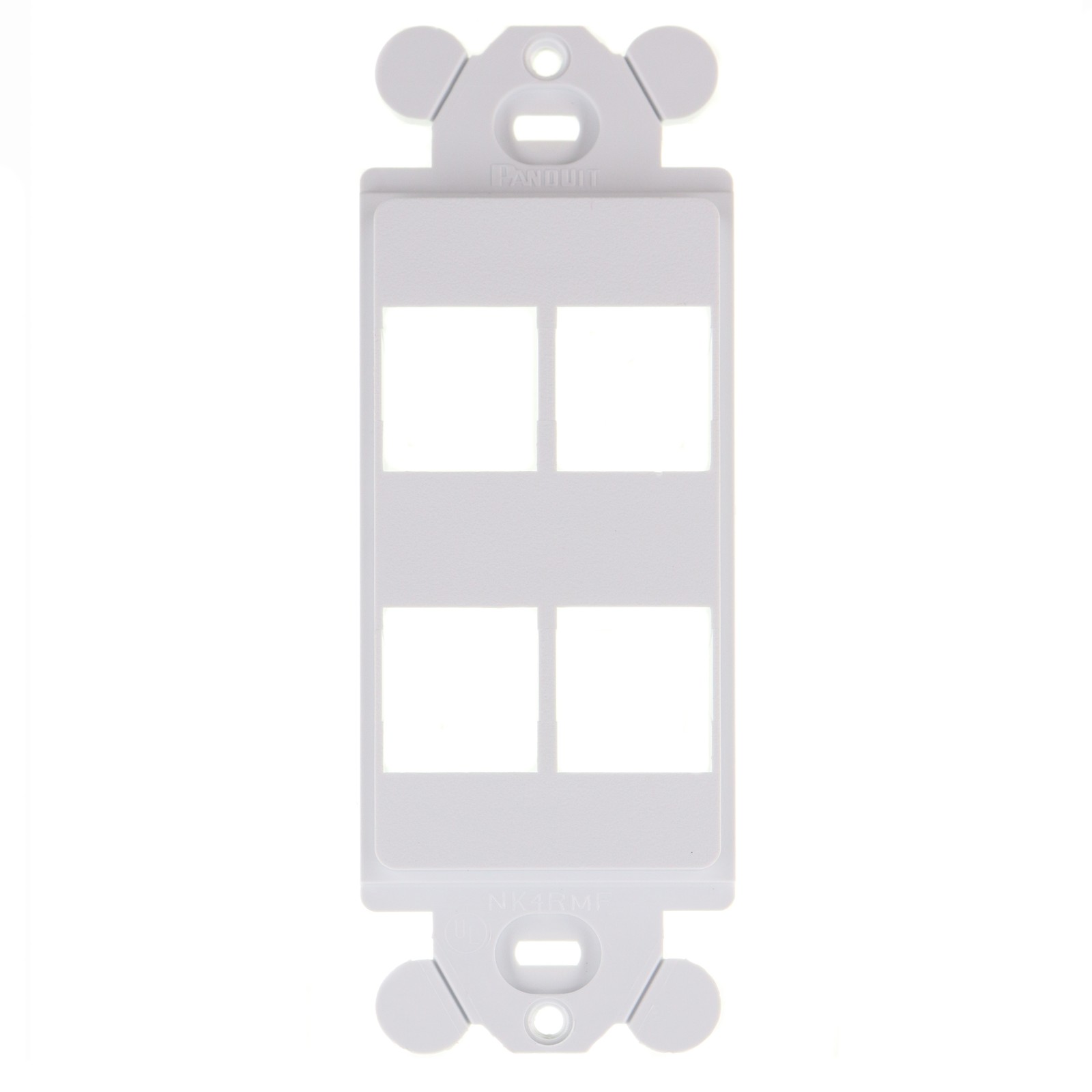PANDUIT NK4RMFWH NETKEY SERIES FACEPLATE INSERT, 1-GANG, 4-PORT, WHITE