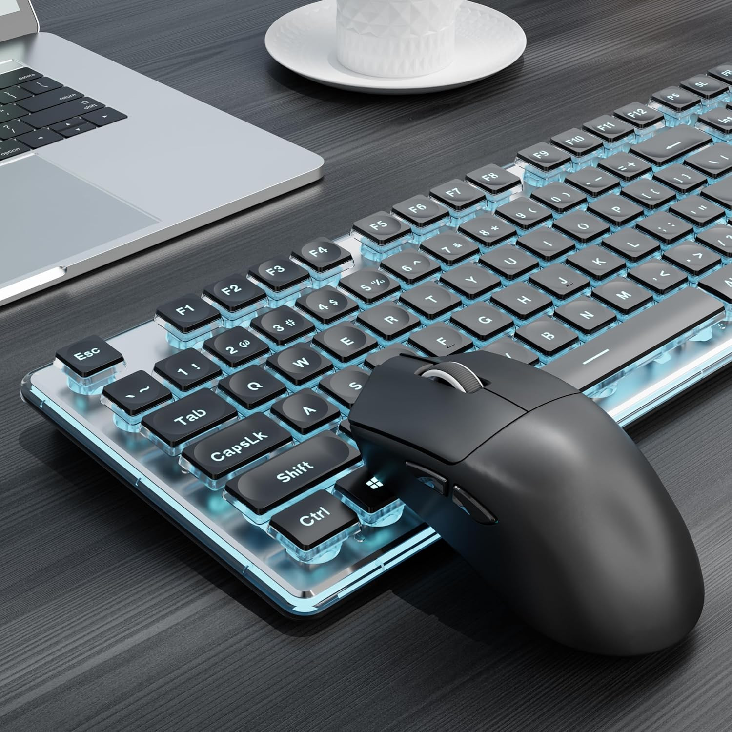 X7S Wireless Keyboard and Mouse with Pudding Keycaps, Metal Panel, 2.4G Recharge