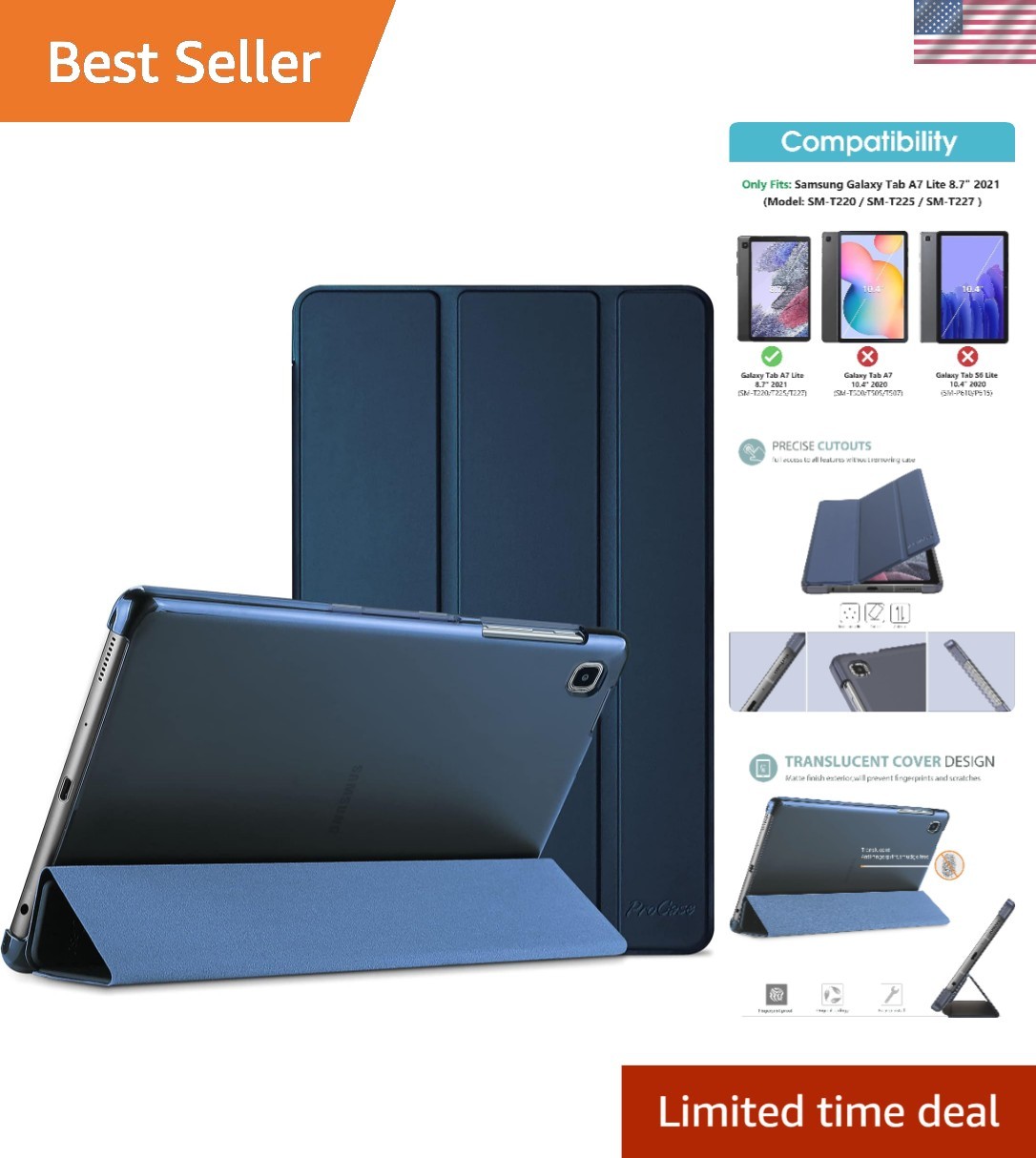 Elegant Foldable Case for Galaxy Tab A7 Lite 8.7 Inch - Durable Protection